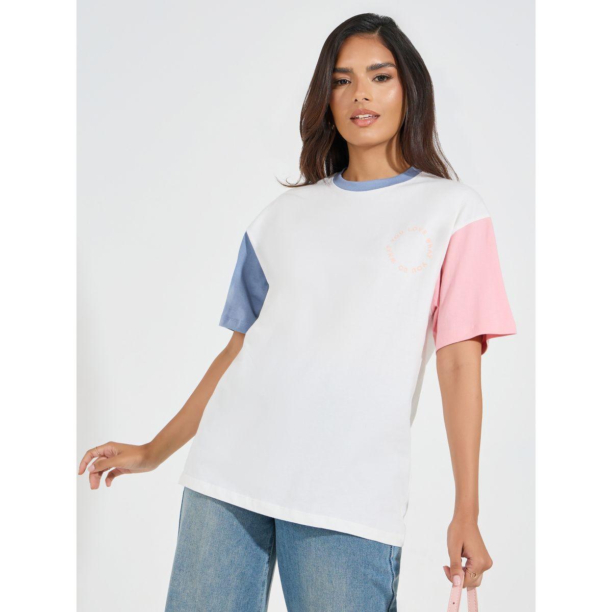 Styli Elevate Oversized Color Block Longline T-Shirt-women-clothing-tshirts-image-1