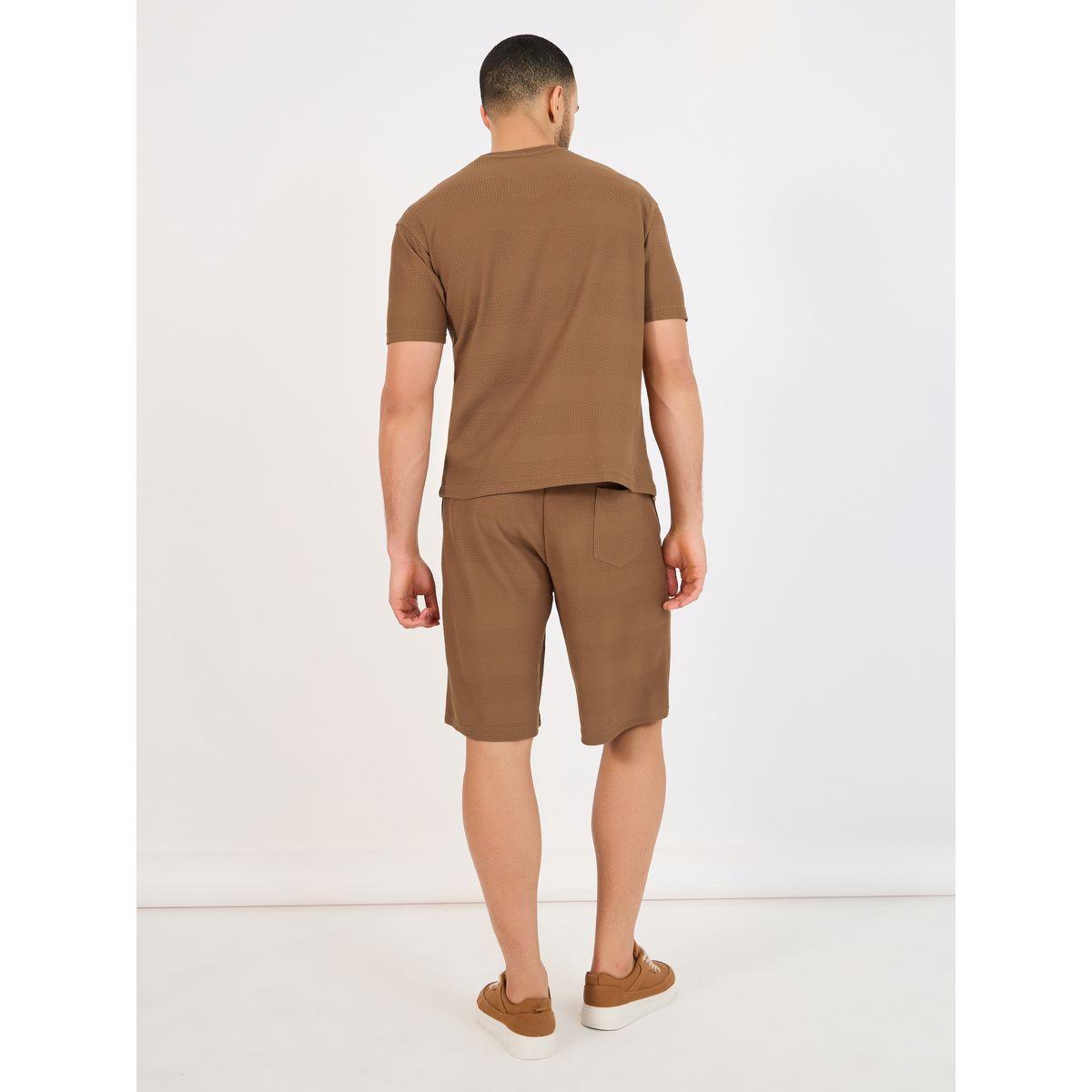 Styli  Textured Knit Oversized T-Shirt & Shorts Co-Ords-men-clothing-coordsets-image-5