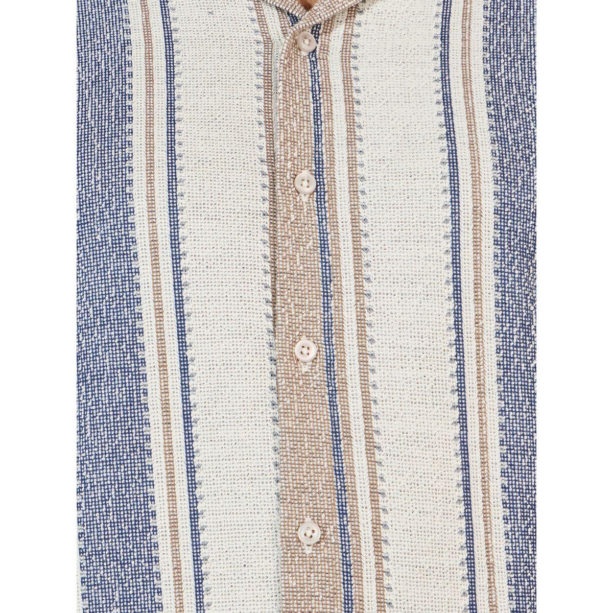 Styli Stripe Knit Resort Collar Relaxed Fit Shirt & Shorts Co-Ords-men-clothing-coordsets-image-4