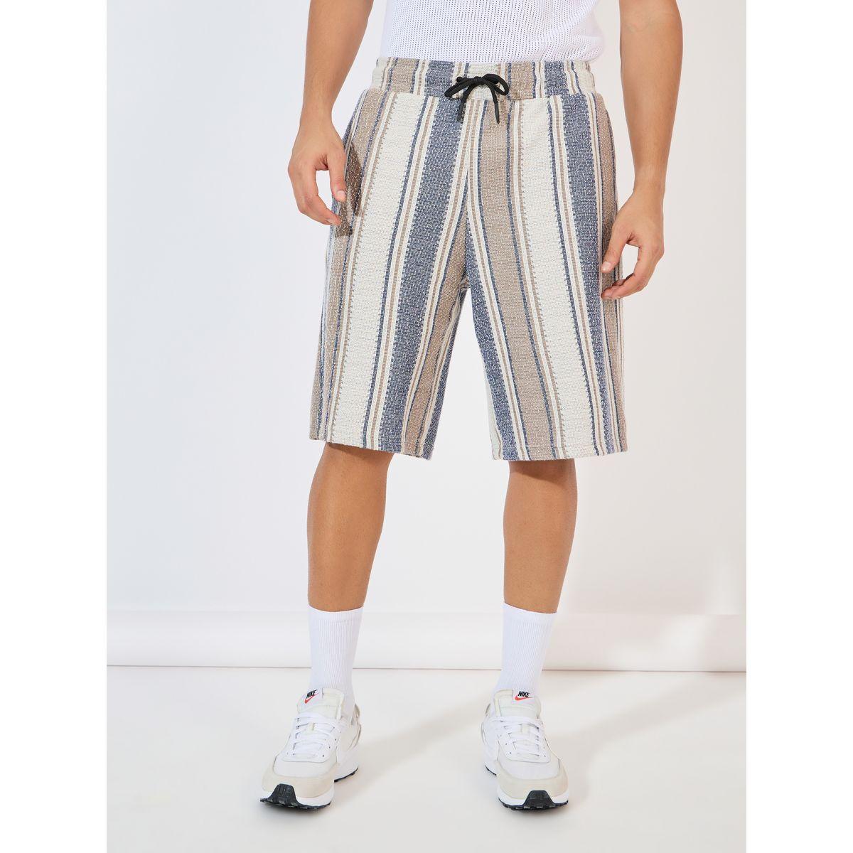 Styli Stripe Knit Resort Collar Relaxed Fit Shirt & Shorts Co-Ords-men-clothing-coordsets-image-6
