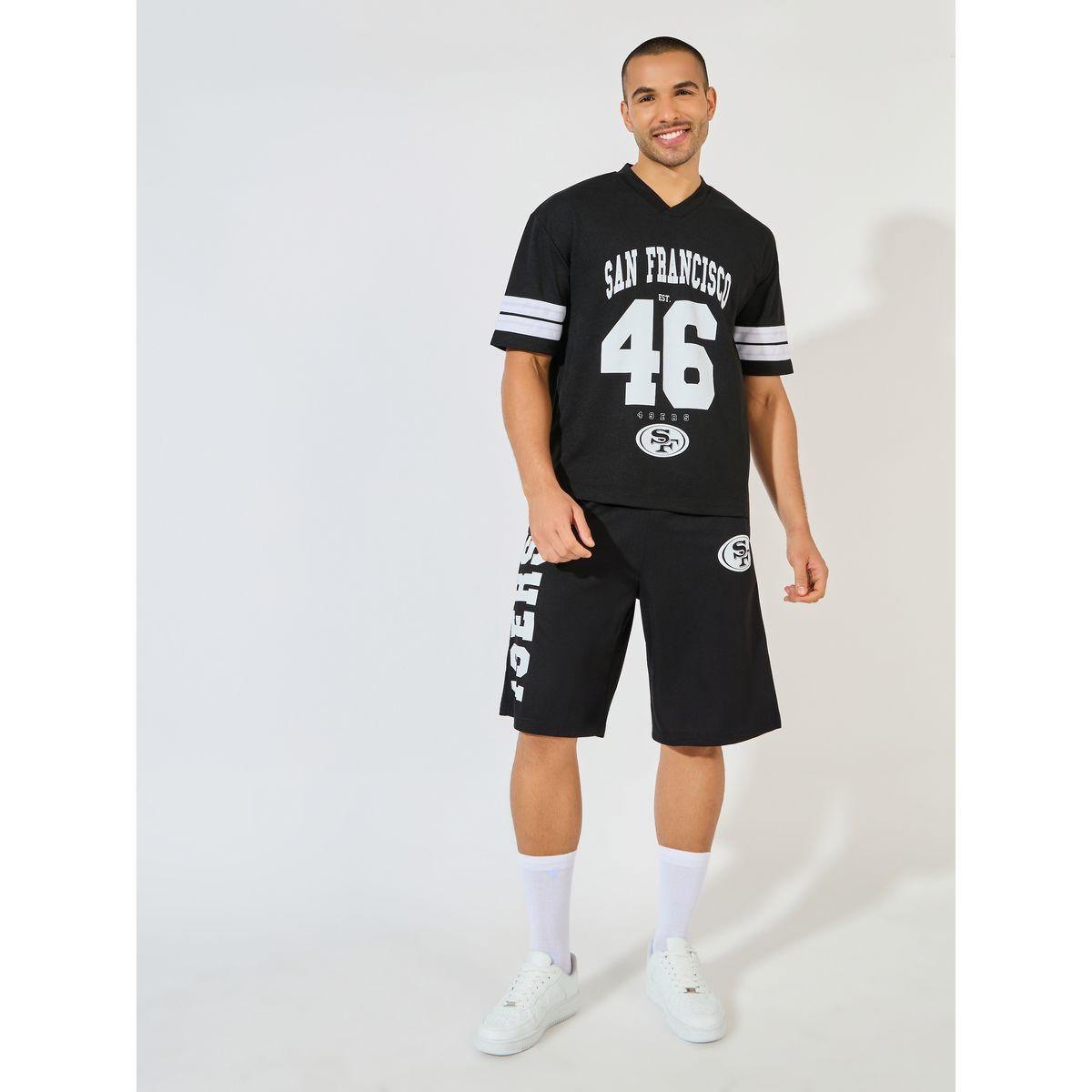 طقم منسق من شورت مع تيشيرت فضفاض بأكمام قصيرة-men-clothing-coordsets-image-1