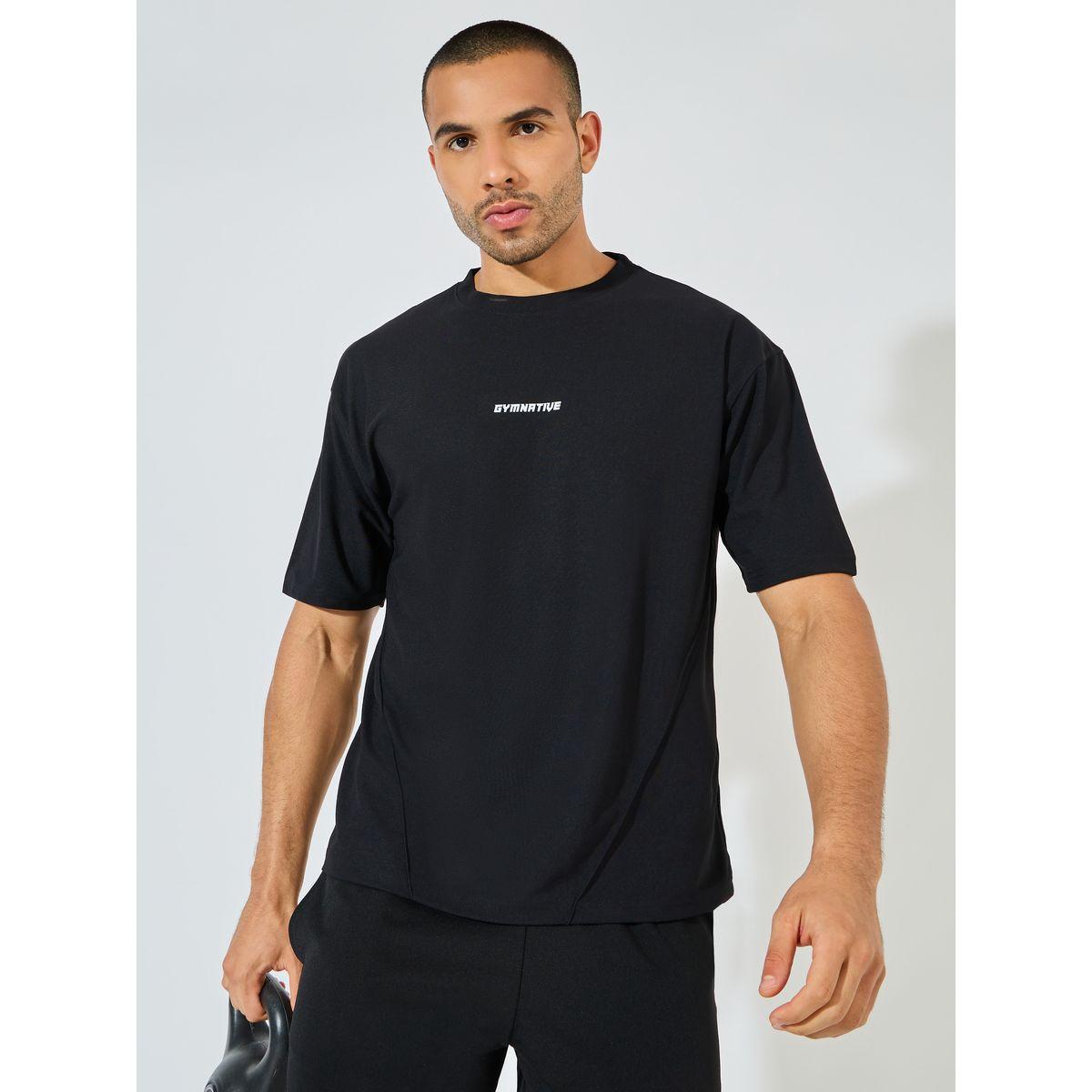 Styli Active Oversized Slogan Training T-Shirt with Pintuck Detail-men-clothing-sportswearandactivewear-tshirtsandpolos-image-1