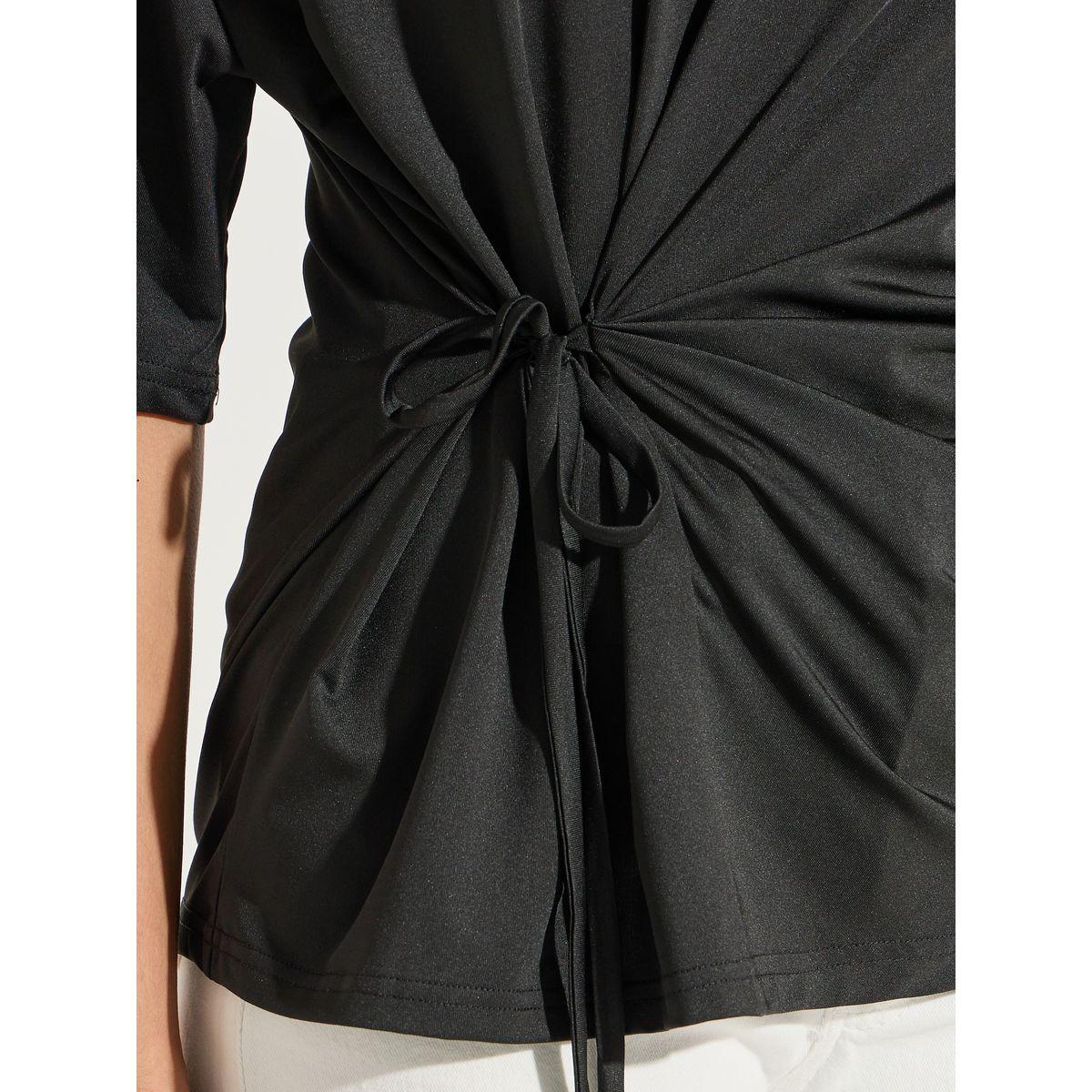 تيشيرت فضفاض بياقة دائرية واربطة-women-clothing-tshirts-image-3