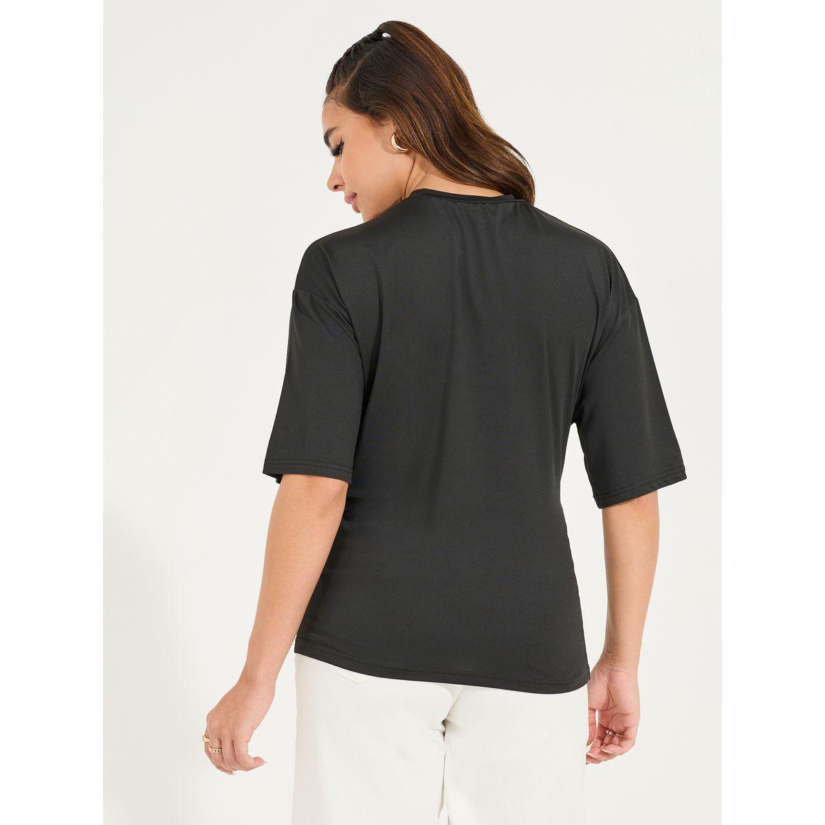 Styli Oversized Round Neck Side Tie-Up Detail T-Shirt-women-clothing-tshirts-image-4
