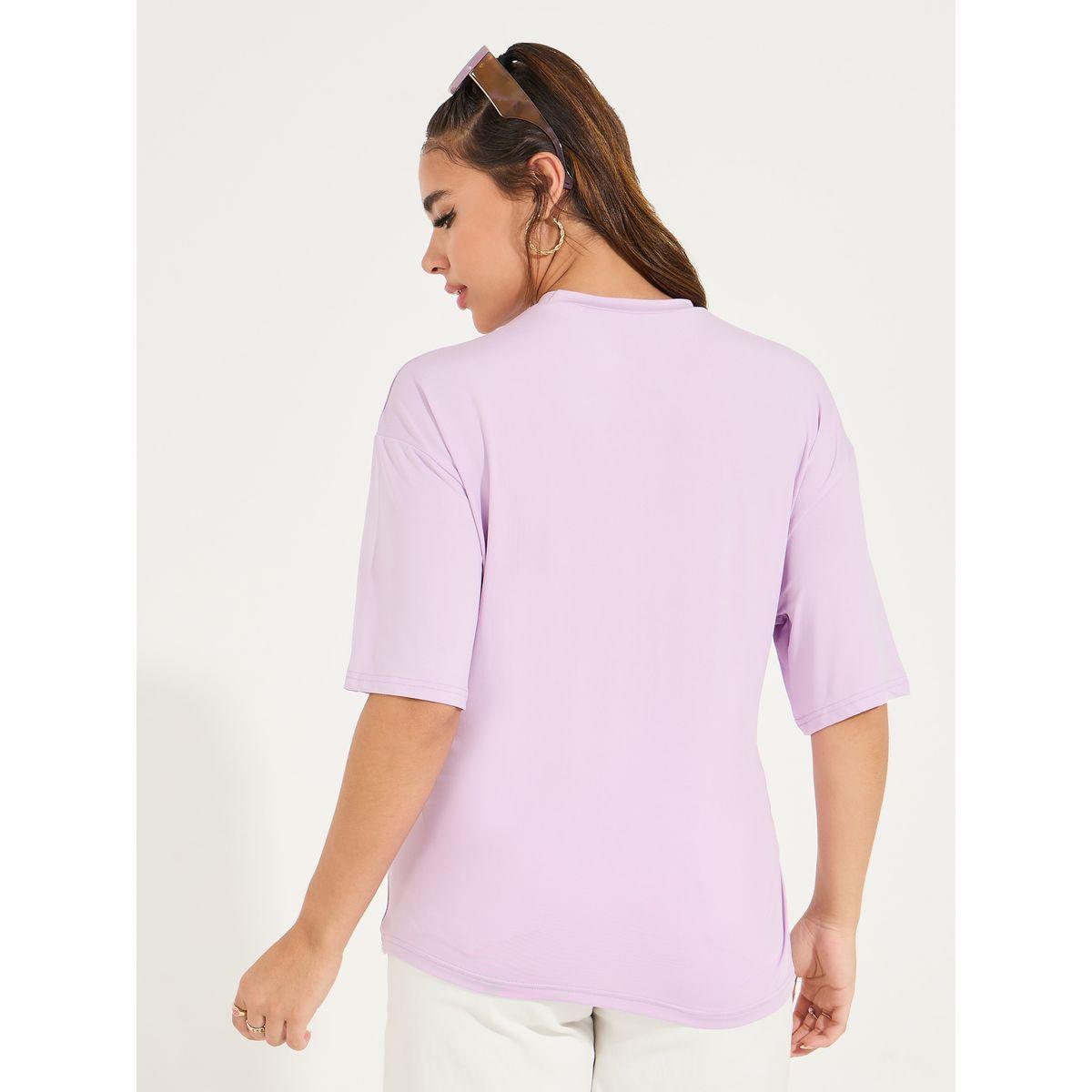 Styli Oversized Round Neck Side Tie-Up Detail T-Shirt-women-clothing-tshirts-image-5