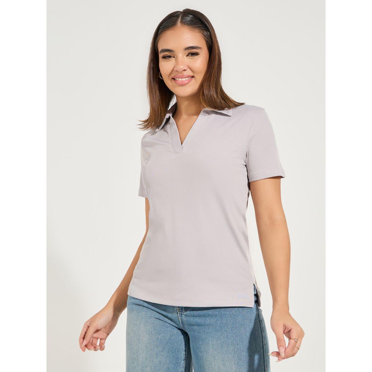 Styli Regular Fit Solid Short Sleeve Polo T-Shirt-women-clothing-tshirts-image-1