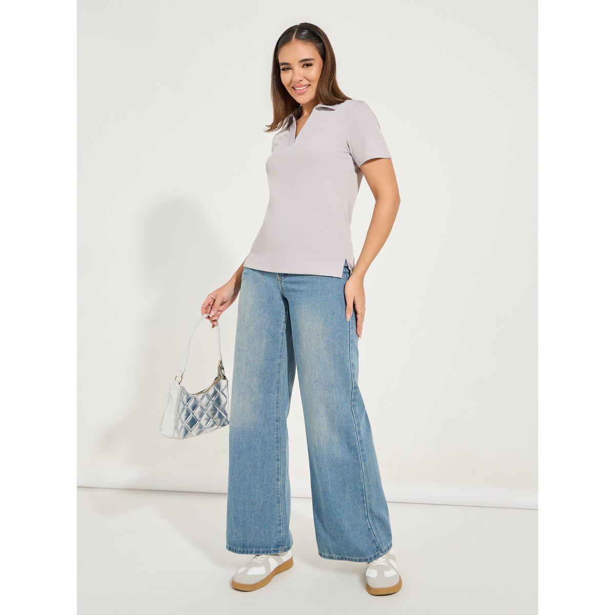 Styli Regular Fit Solid Short Sleeve Polo T-Shirt-women-clothing-tshirts-image-2
