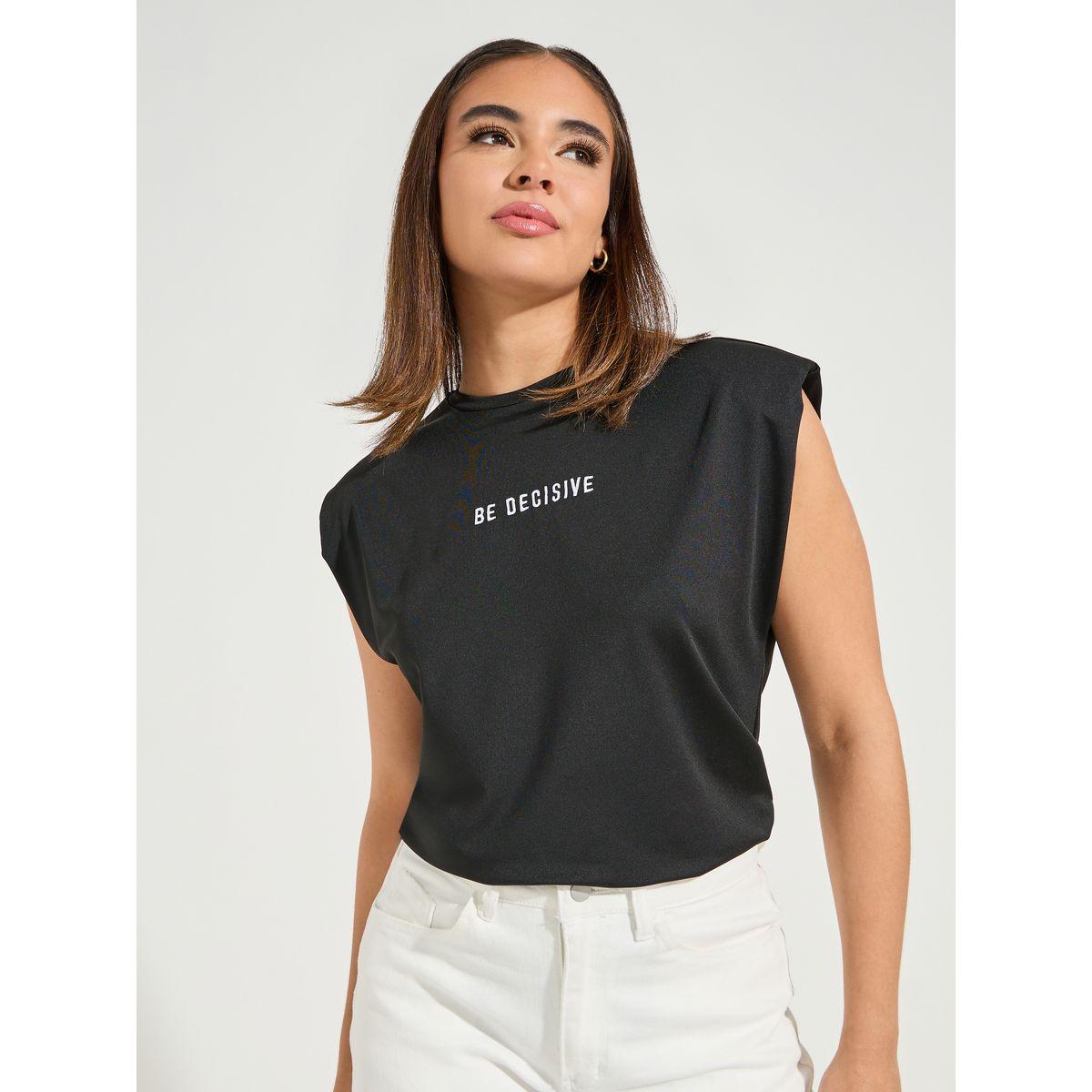تيشيرت مُطرّز بكتابة مع اكمام مبطنة-women-clothing-tshirts-image-1