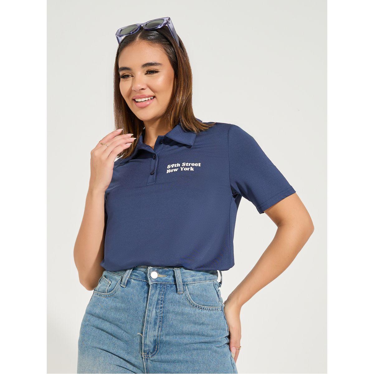 Styli Regular Fit Slogan Print Short Sleeve Polo T-Shirt-women-clothing-tshirts-image-2