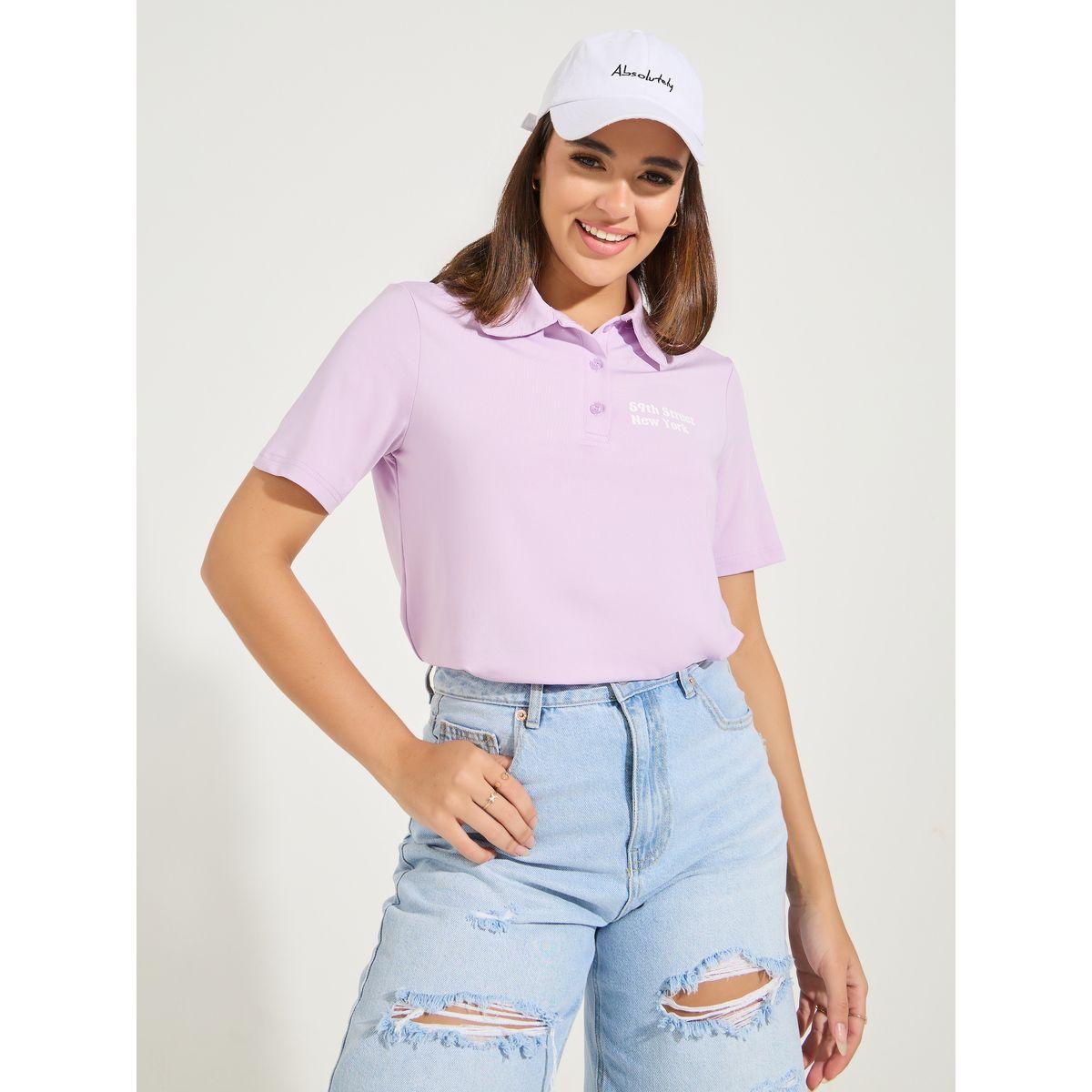 Styli Regular Fit Slogan Print Short Sleeve Polo T-Shirt-women-clothing-tshirts-image-1