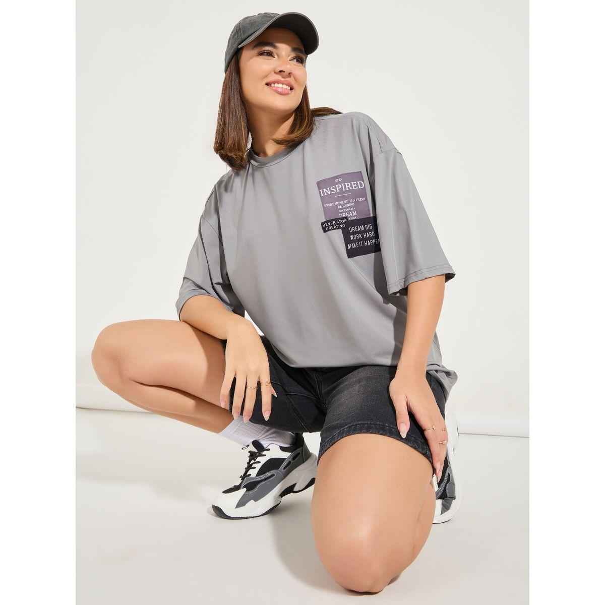 Styli Oversized Patch Label Inspired T-Shirt with Dropped Shoulder-women-clothing-tshirts-image-1