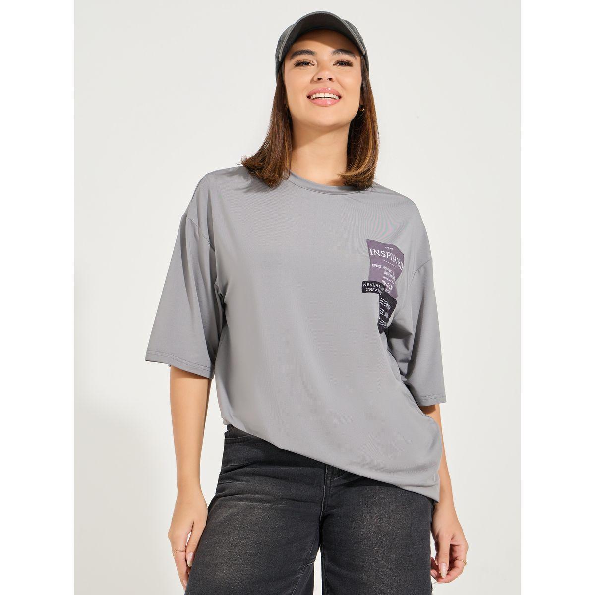 Styli Oversized Patch Label Inspired T-Shirt with Dropped Shoulder-women-clothing-tshirts-image-3