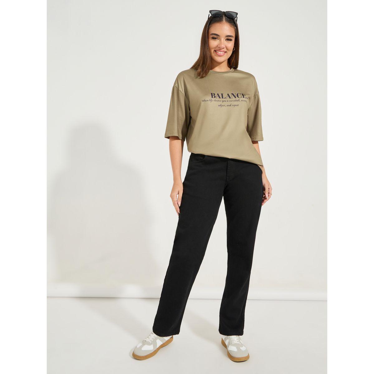 Styli Oversized Balance Slogan T-Shirt with Dropped Shoulder-women-clothing-tshirts-image-3