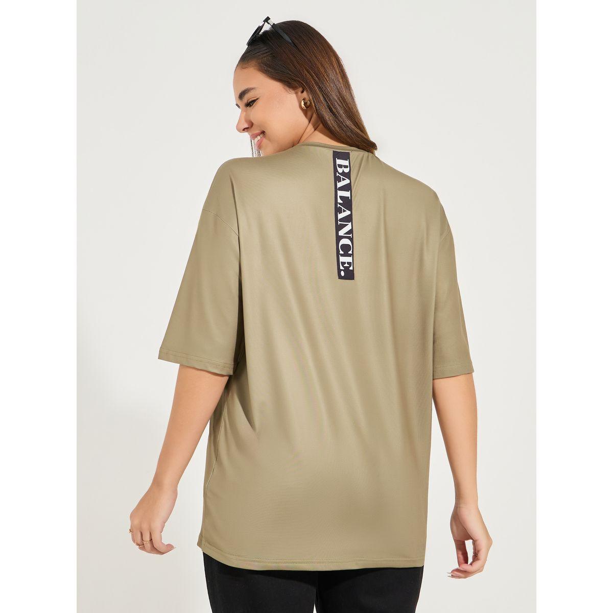 Styli Oversized Balance Slogan T-Shirt with Dropped Shoulder-women-clothing-tshirts-image-5