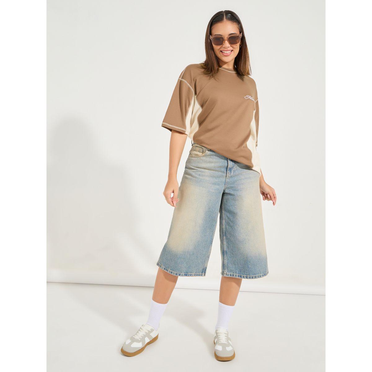 Styli Oversized Color Block T-Shirt with Dropped Shoulder-women-clothing-tshirts-image-3