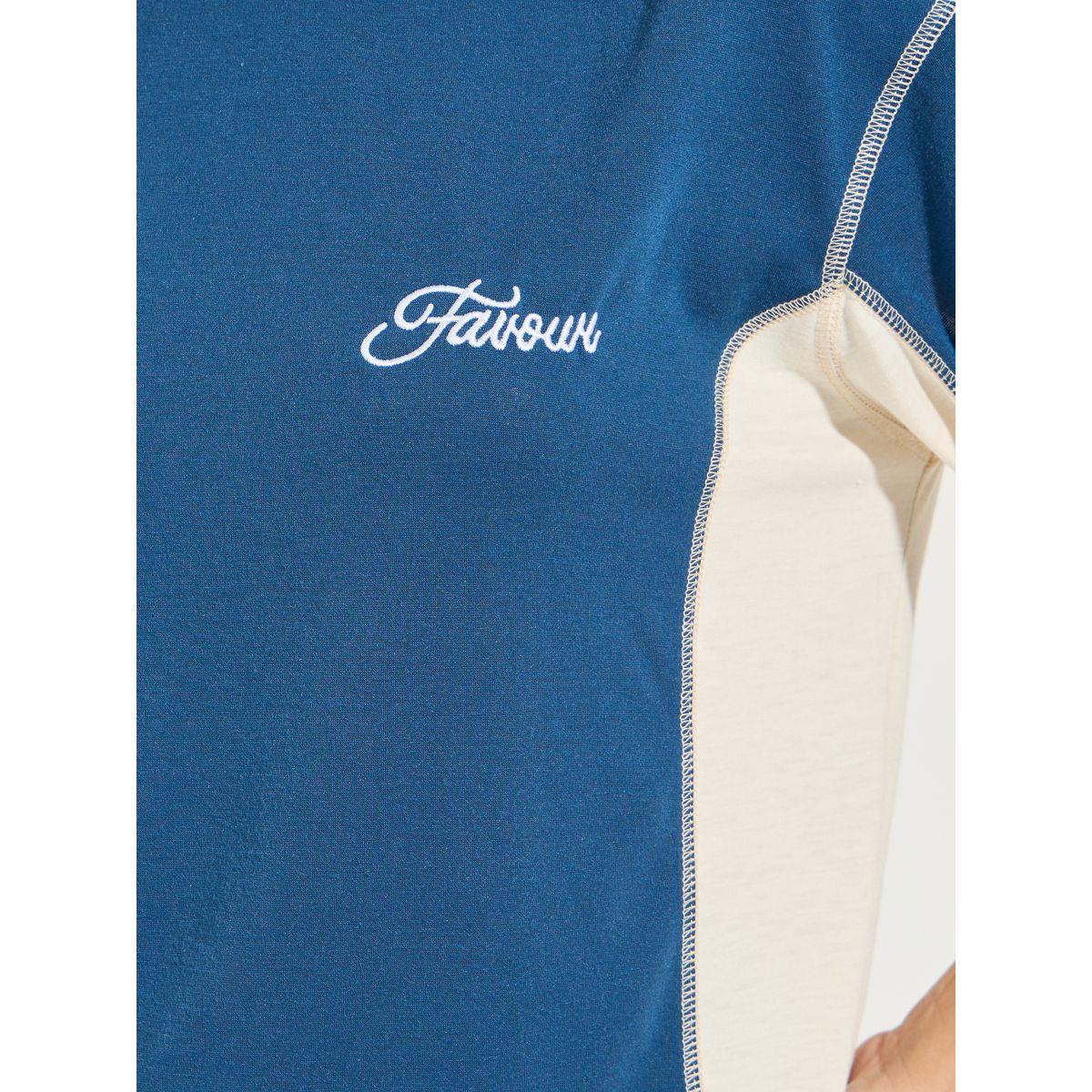 تيشيرت فضفاض بنمط كتل الالوان مع اكتاف منخفضة-women-clothing-tshirts-image-4