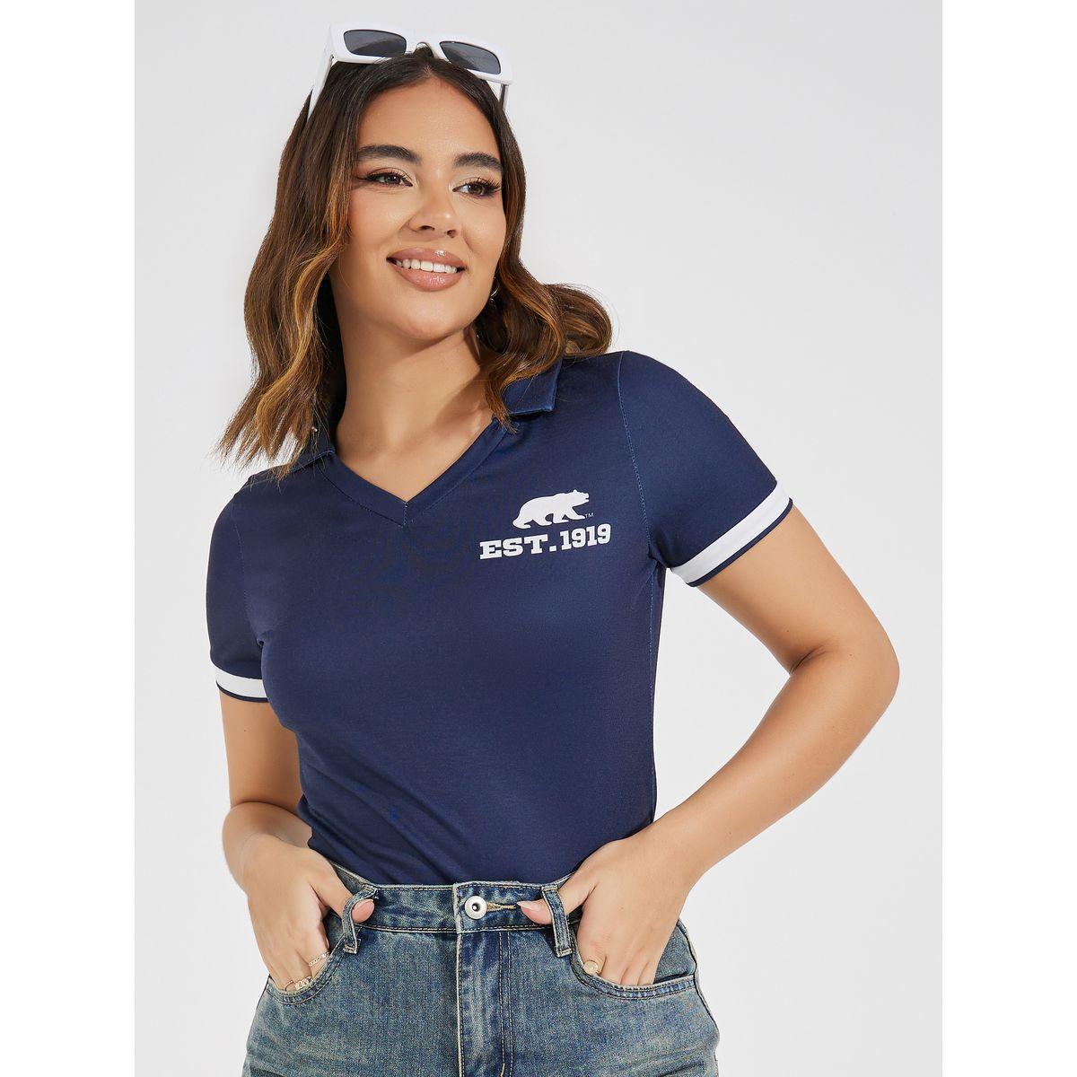 Styli Fitted Slogan Print Short Sleeve Polo T-Shirt-women-clothing-tshirts-image-2