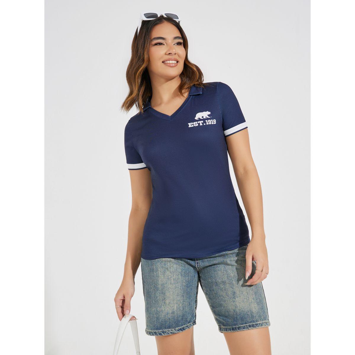 تيشيرت بولو بطبعة كتابة واكمام قصيرة-women-clothing-tshirts-image-4