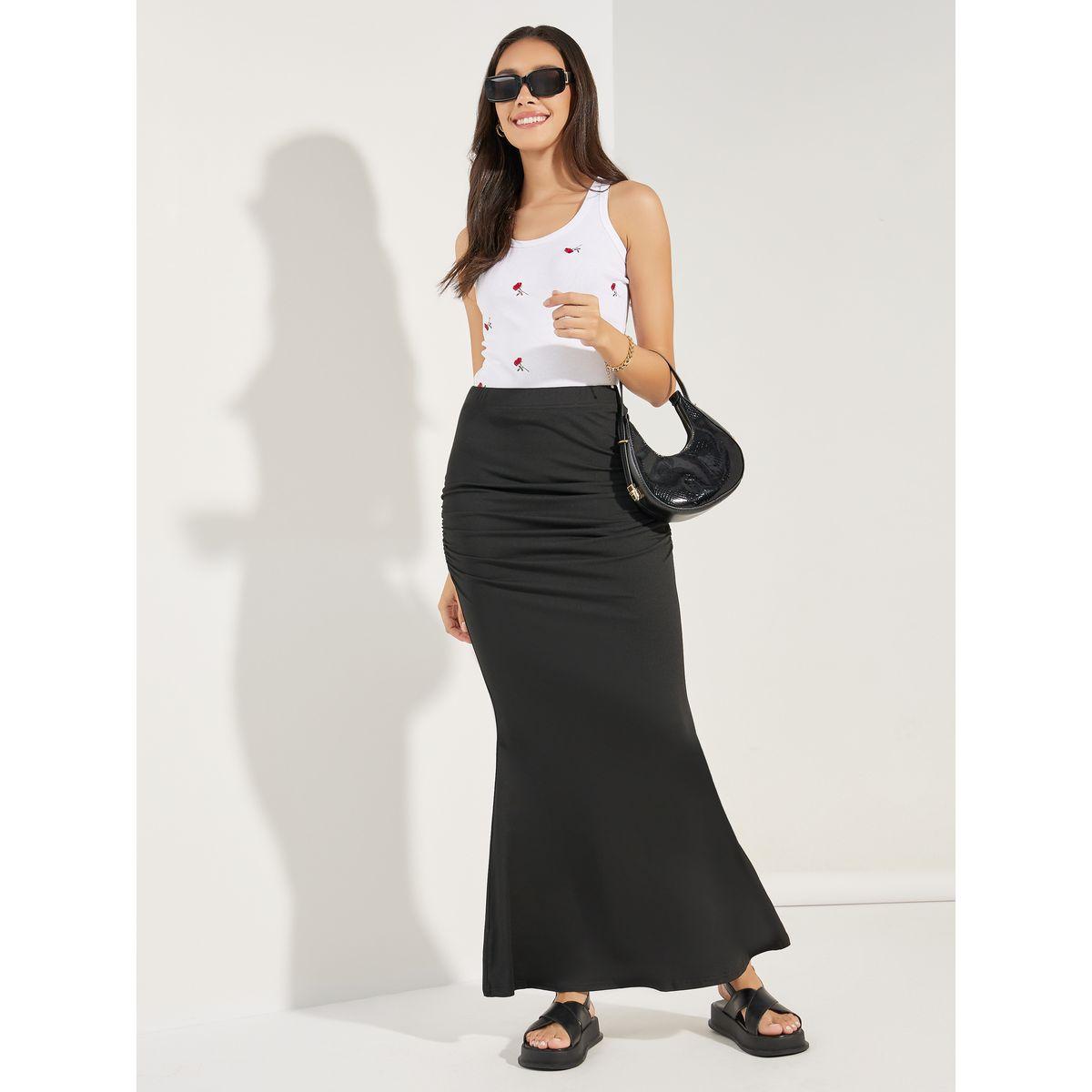 تنورة طويلة مزينة بكسرات وحافة ميرميد-women-clothing-bottoms-skirts-image-1