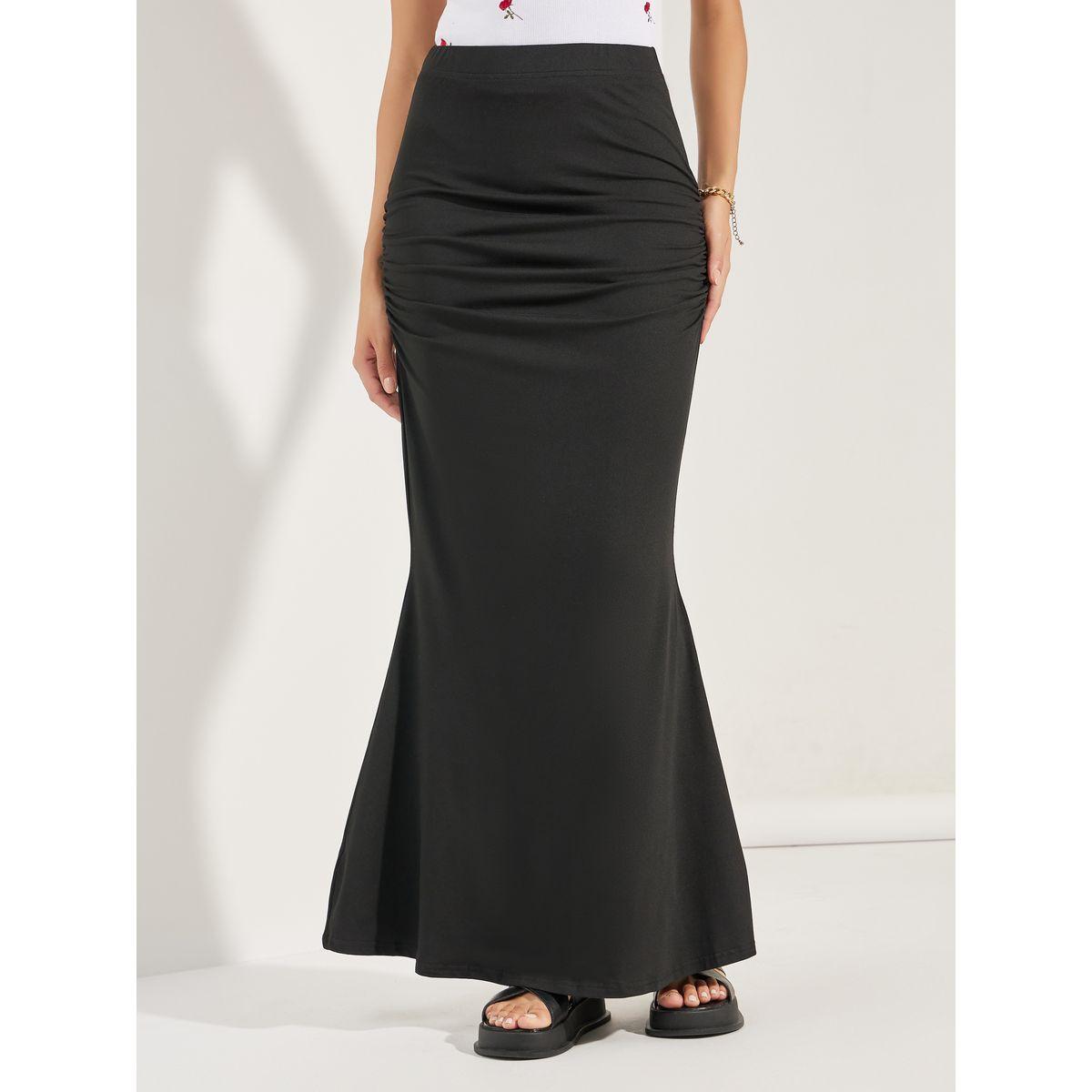 تنورة طويلة مزينة بكسرات وحافة ميرميد-women-clothing-bottoms-skirts-image-2