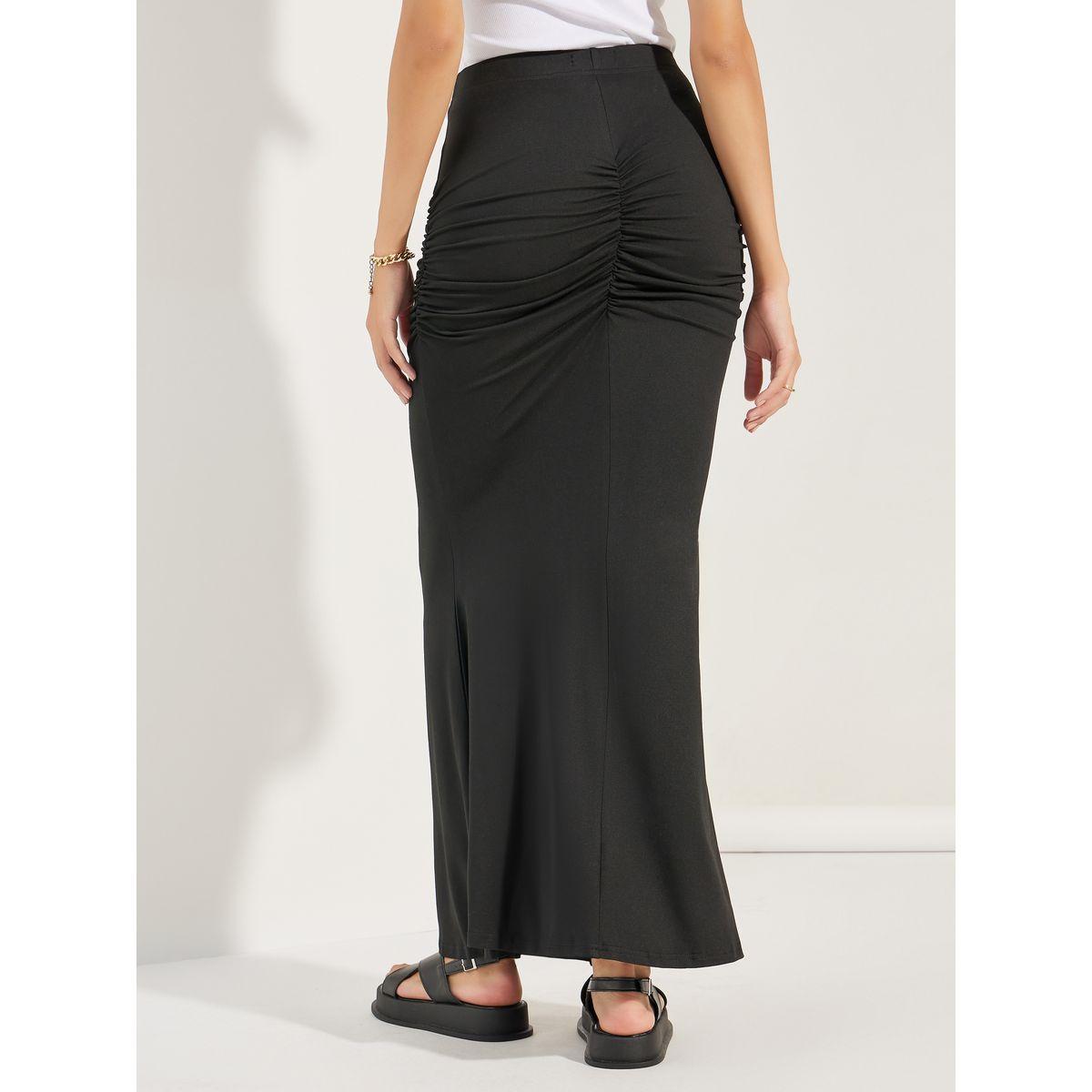 Styli Gathered Detail Mermaid Hem Maxi Skirt-women-clothing-bottoms-skirts-image-4
