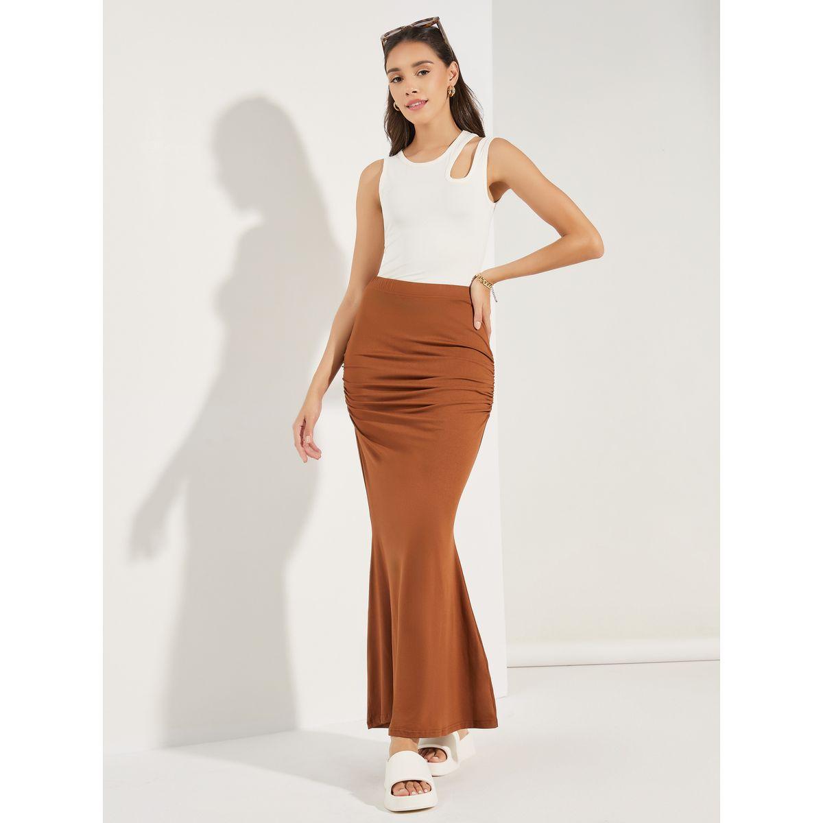 تنورة طويلة مزينة بكسرات وحافة ميرميد-women-clothing-bottoms-skirts-image-1