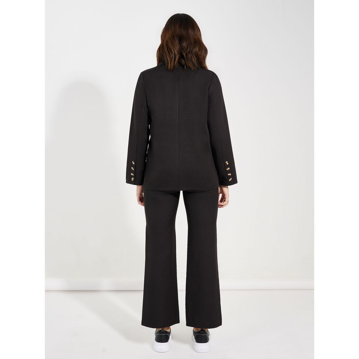 Styli Solid Lapel Collar Blazer & Trousers Co-Ords-women-clothing-coordsets-image-7