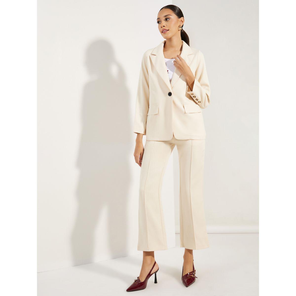 Styli Solid Lapel Collar Blazer & Trousers Co-Ords-women-clothing-coordsets-image-2