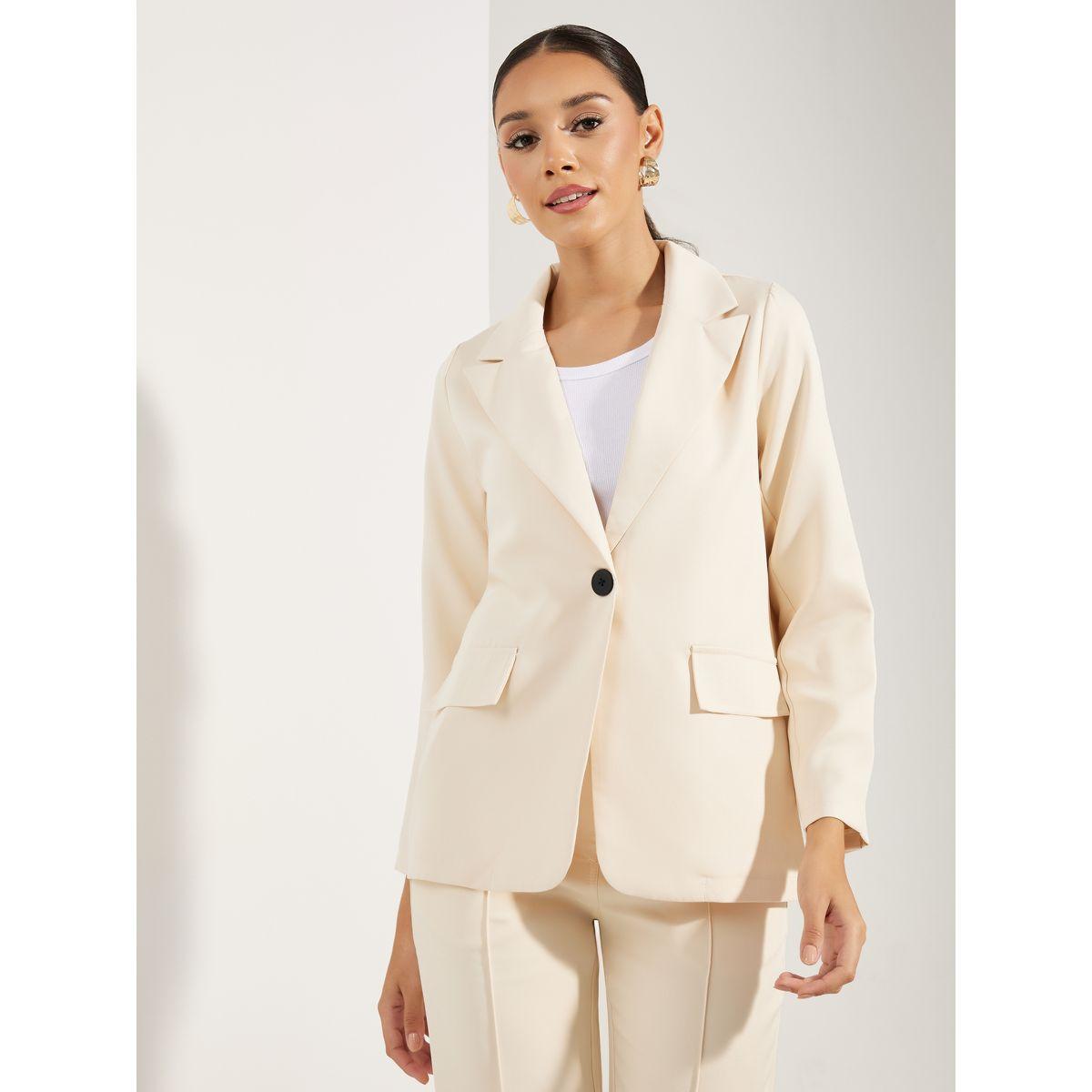 Styli Solid Lapel Collar Blazer & Trousers Co-Ords-women-clothing-coordsets-image-3
