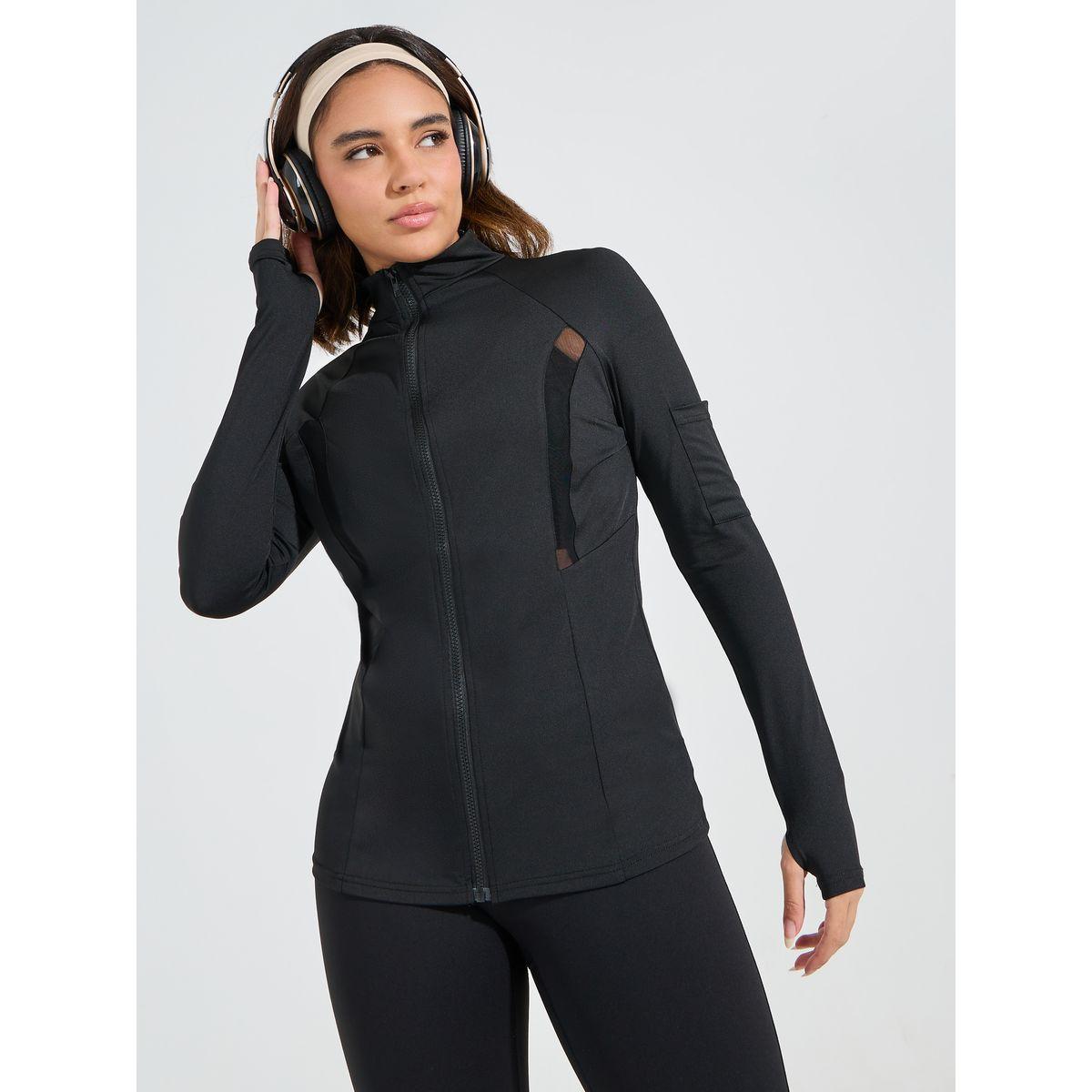جاكيت بسحَّاب غلق وتفاصيل شبكية مع جيب-women-clothing-sportswearandactivewear-coatsandjackets-jackets-image-1