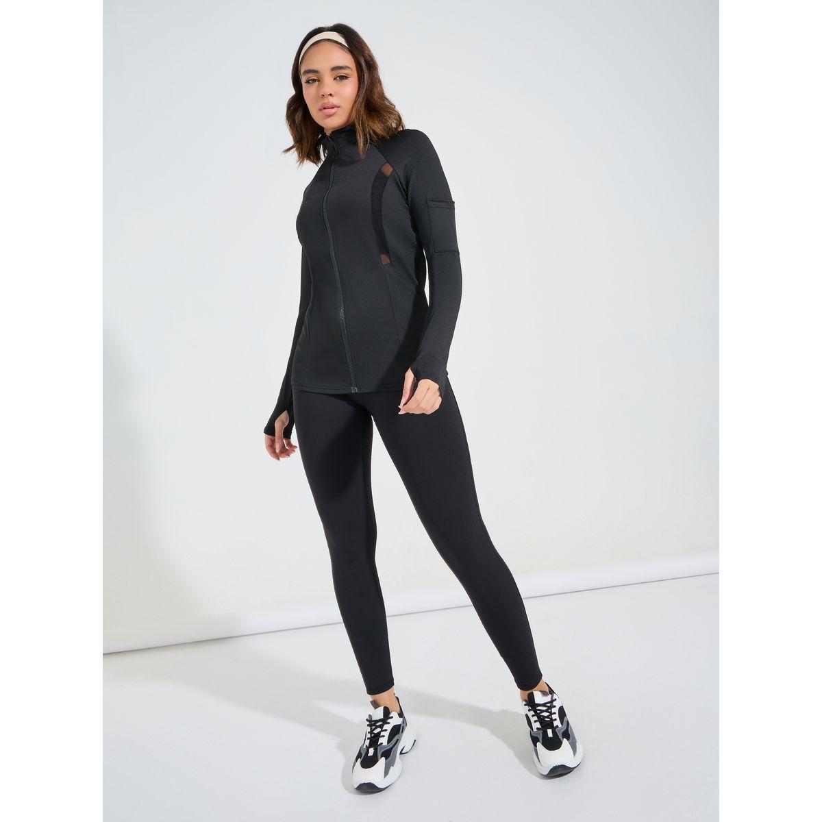 Styli Active Mesh Detail Arm Sleeve Pocket Zip-Up Jacket-women-clothing-sportswearandactivewear-coatsandjackets-jackets-image-2