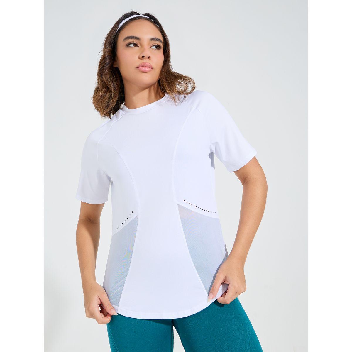 Styli Active Laser Cut & Stitch Detail Curved Hem Short Sleeve Top-women-clothing-sportswearandactivewear-tshirtsandvests-image-1