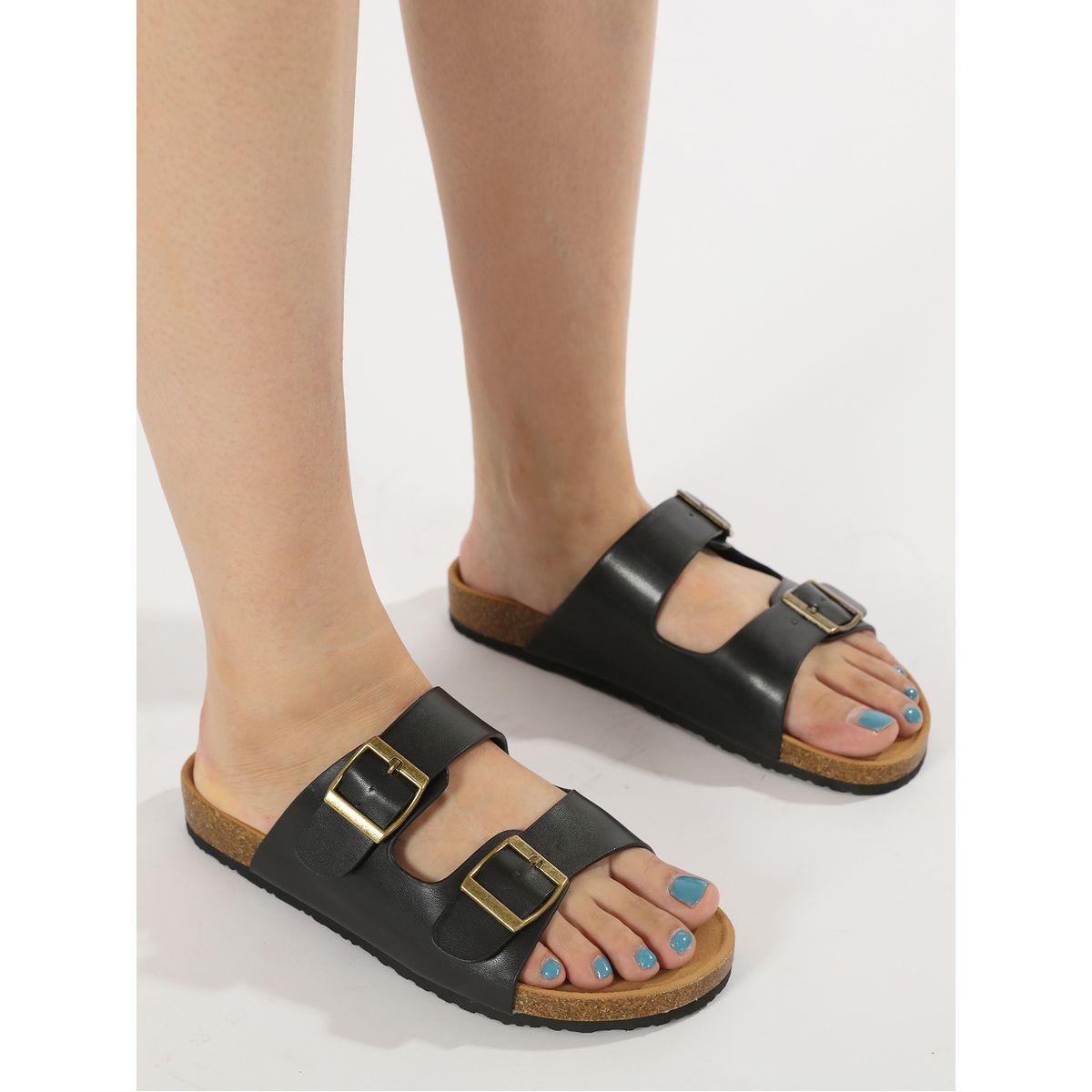 Sneak-a-Peek X Styli Double Buckle Accent Flat Sandals-women-shoes-heels-image-2
