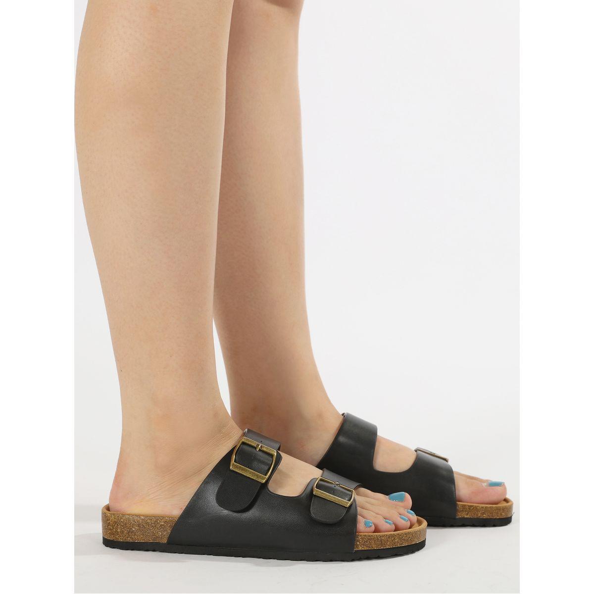 Sneak-a-Peek X Styli Double Buckle Accent Flat Sandals-women-shoes-heels-image-3