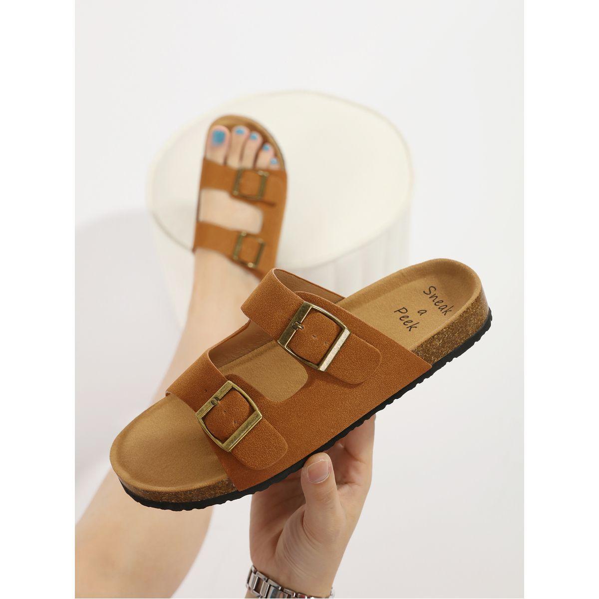 Sneak-a-Peek X Styli Double Buckle Accent Flat Sandals-women-shoes-heels-image-2