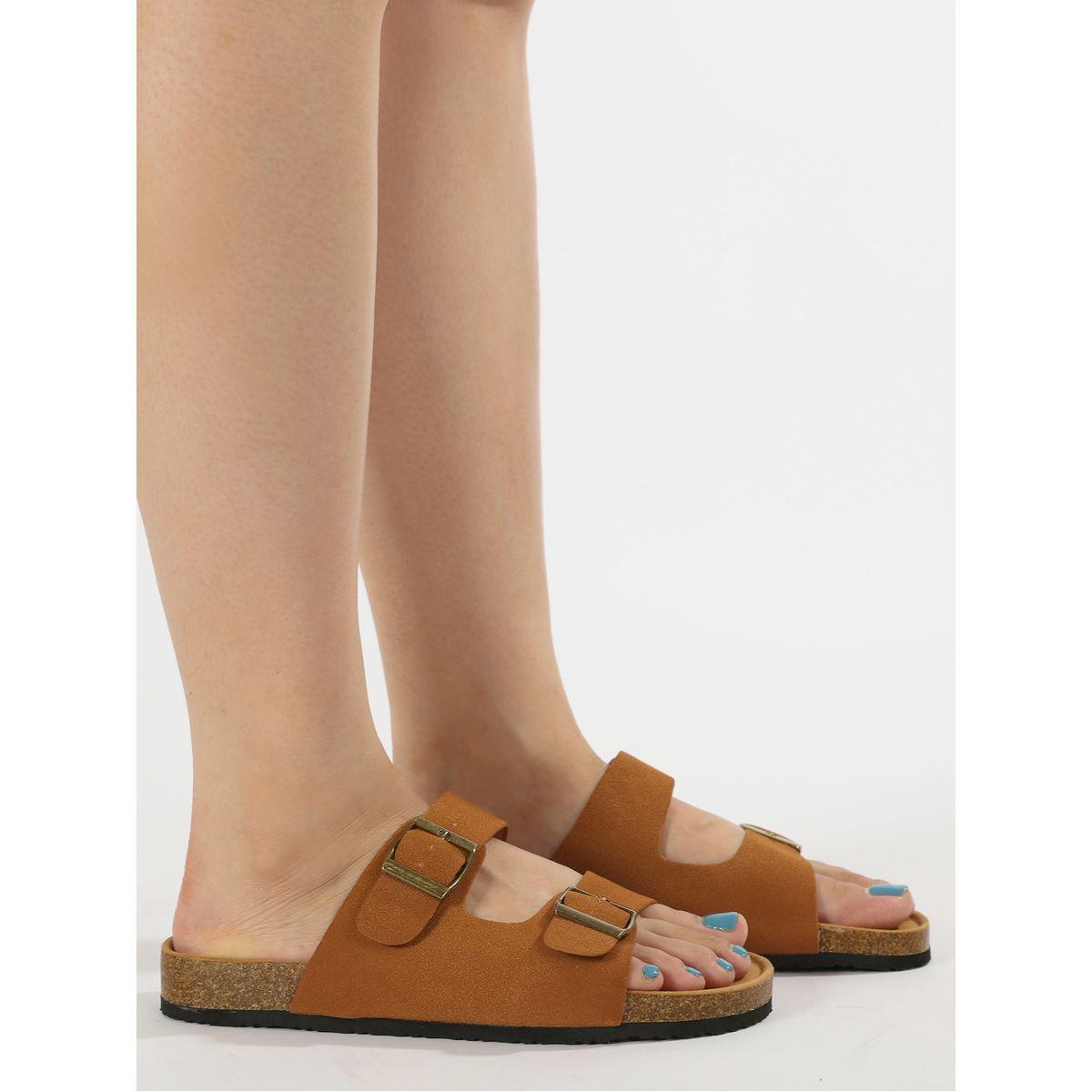 Sneak-a-Peek X Styli Double Buckle Accent Flat Sandals-women-shoes-heels-image-3