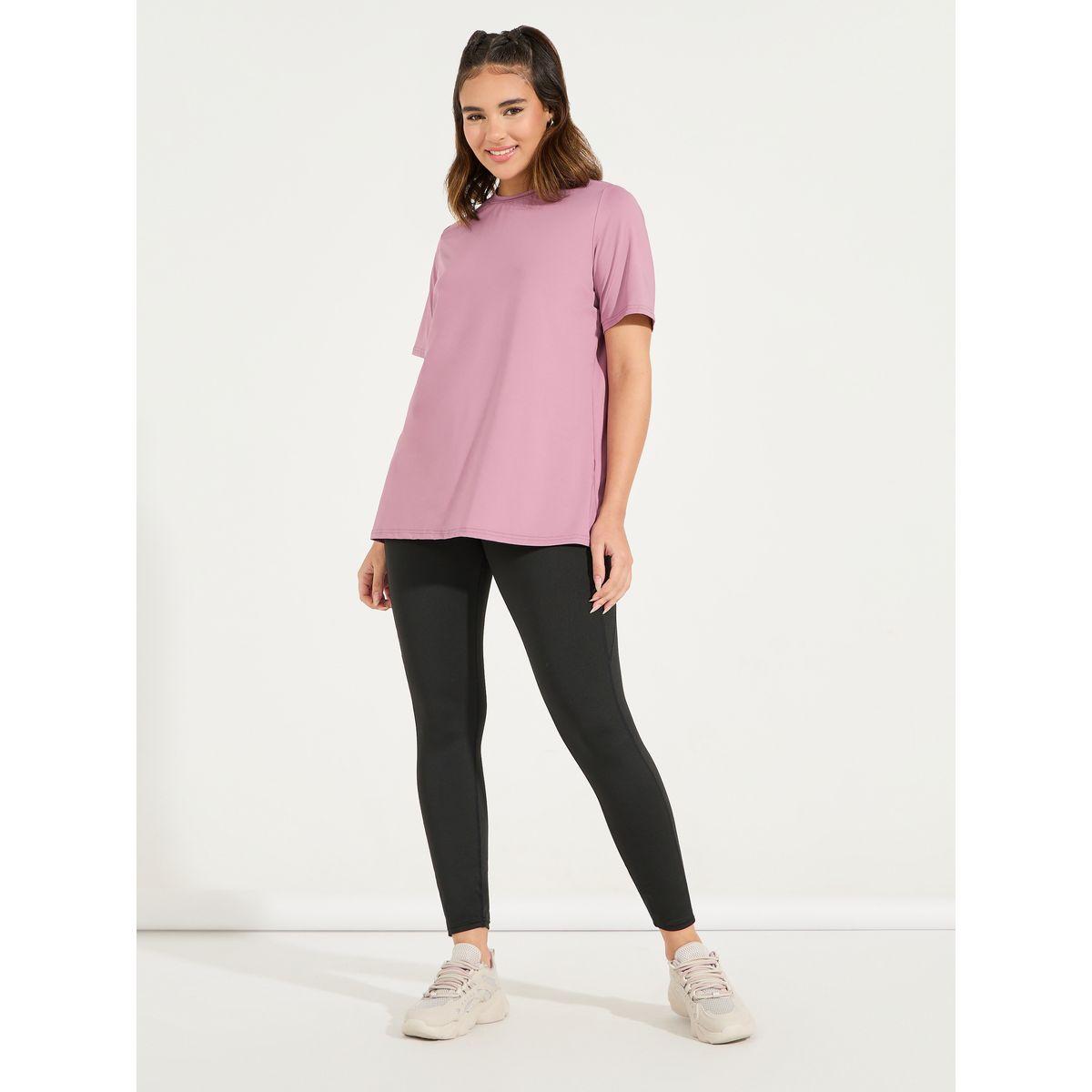 Styli Active Solid Mesh Hem Front & Back Short Sleeve Top-women-clothing-sportswearandactivewear-tshirtsandvests-image-2