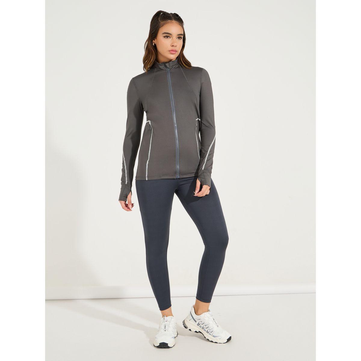 Styli Active Tonal & Contrast Stitch Jacket with Zip Pockets-women-clothing-sportswearandactivewear-coatsandjackets-jackets-image-2