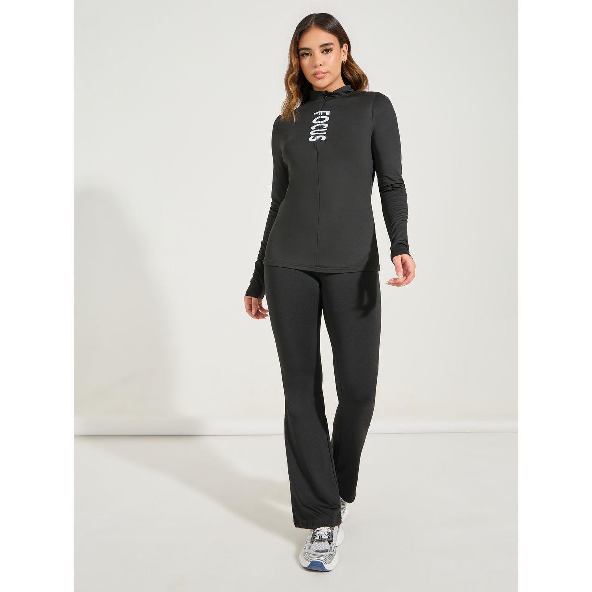 Styli Active Text Detail Half Zip-Up Long Sleeve Top-women-clothing-sportswearandactivewear-tshirtsandvests-image-2