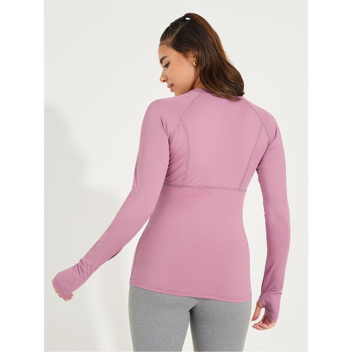 بلوزة سادة بدرزات وفتحة اصبع-women-clothing-sportswearandactivewear-tshirtsandvests-image-5