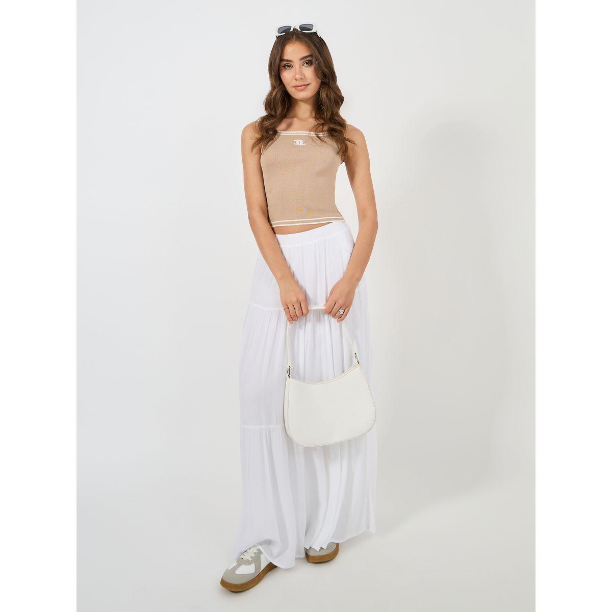 بلوزة محبوكة بياقة واسعة وتفاصيل مُتباينة-women-clothing-tshirts-image-2