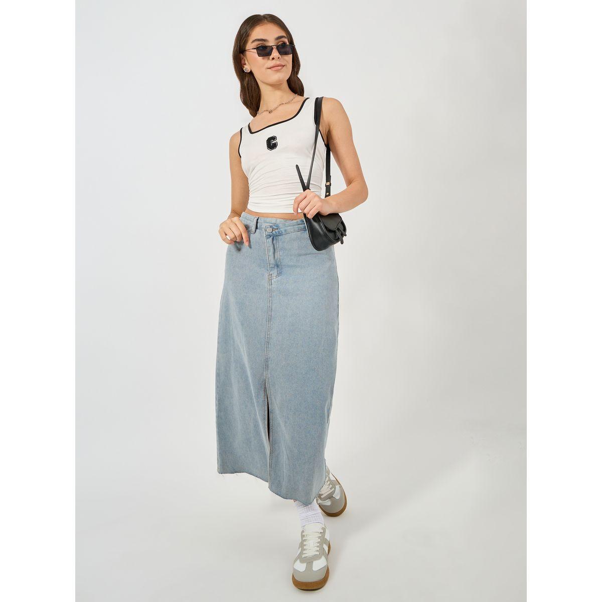 Styli Embroidered Contrast Binding Square Neck Regular Tank-women-clothing-tshirts-image-2