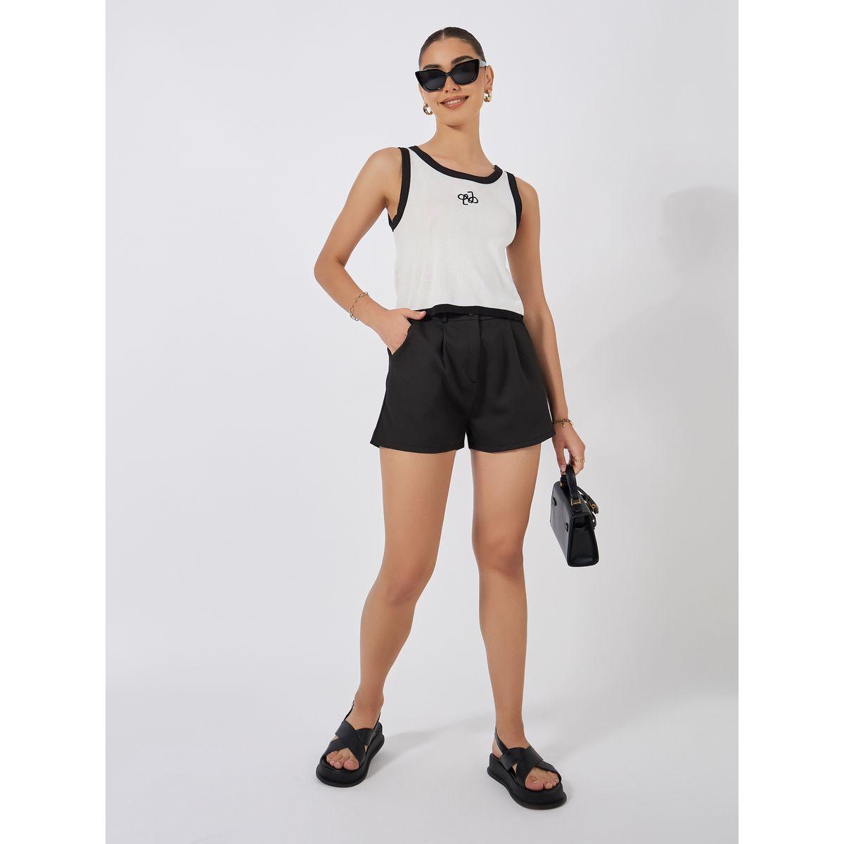 بلوزة بلا اكمام مع حواف بتفاصيل مُتباينة-women-clothing-tshirts-image-2