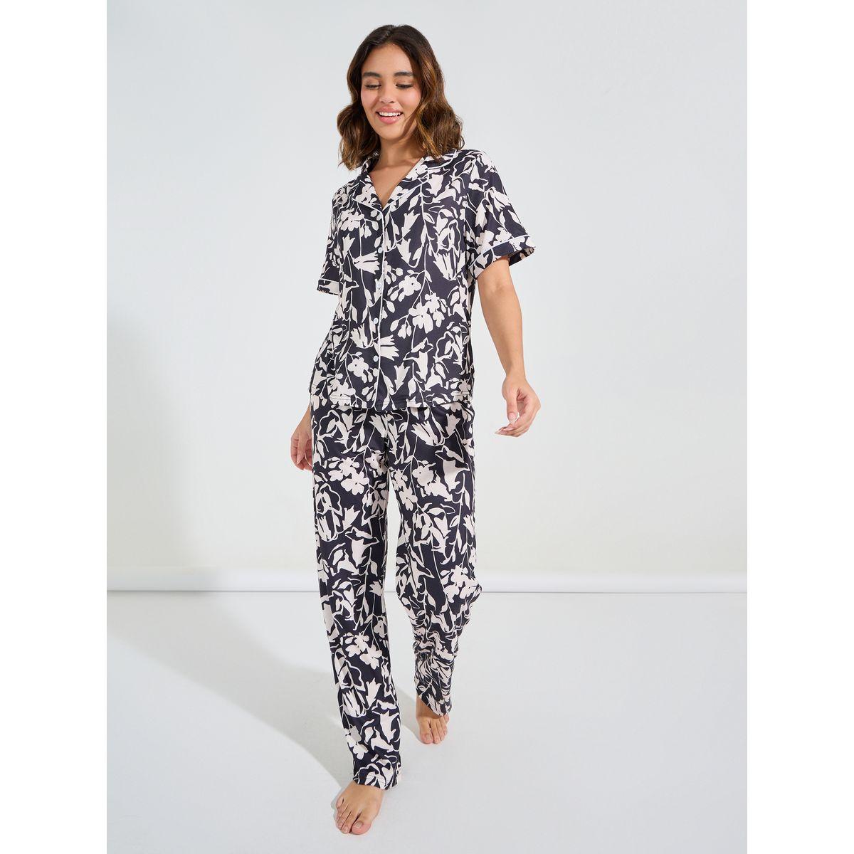 Styli Unwind AOP Floral Shirt & Pyjama Set-women-clothing-nightwear-pyjamas-longsets-image-2