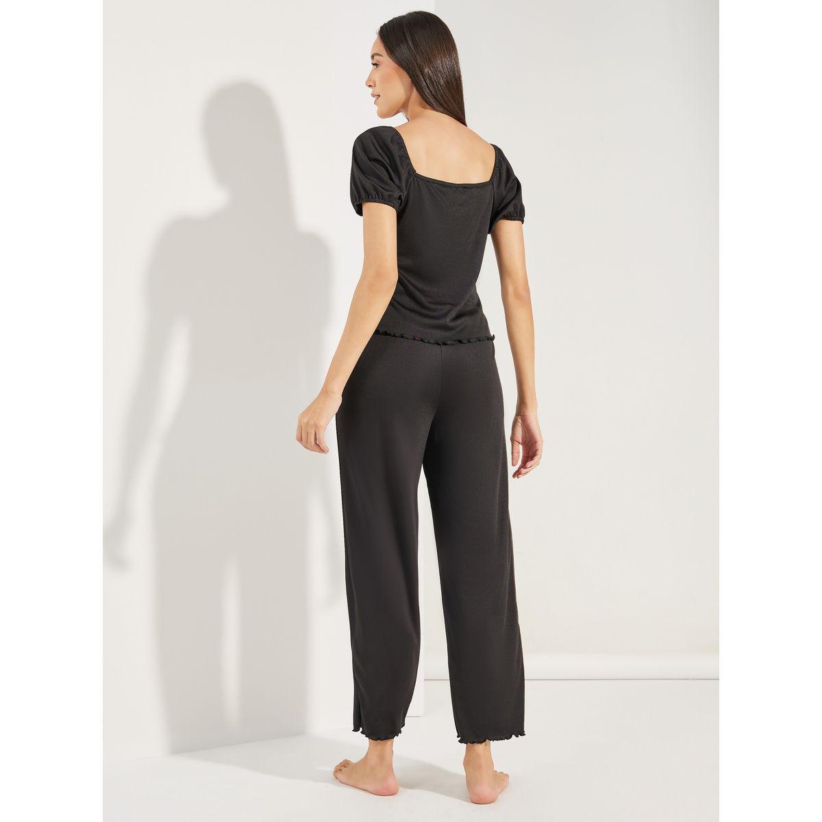 Styli Unwind Lace Detail Top & Crop Pant Pyjama Set-women-clothing-nightwear-pyjamas-longsets-image-4