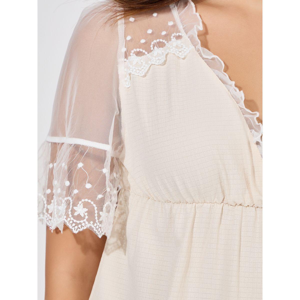 Styli Unwind Mesh Sleeve V Neck Top & Pyjama Set-women-clothing-nightwear-pyjamas-longsets-image-3