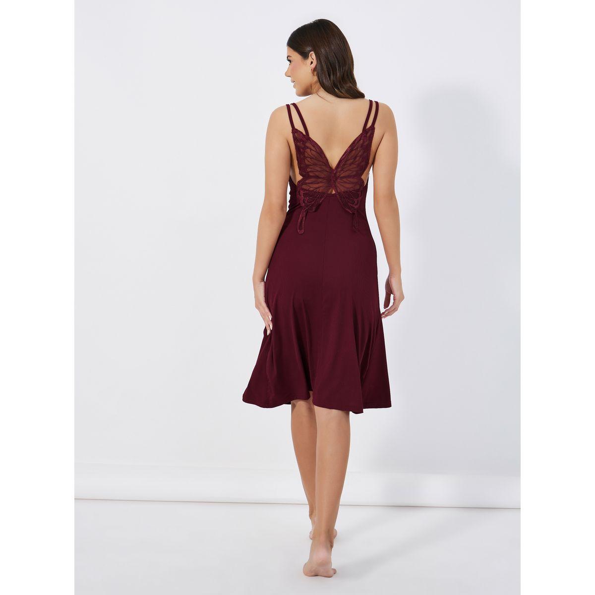 Styli Unwind Lace Butterfly Back Detail Ribbed Slip Dress-women-clothing-nightwear-nighties-image-4