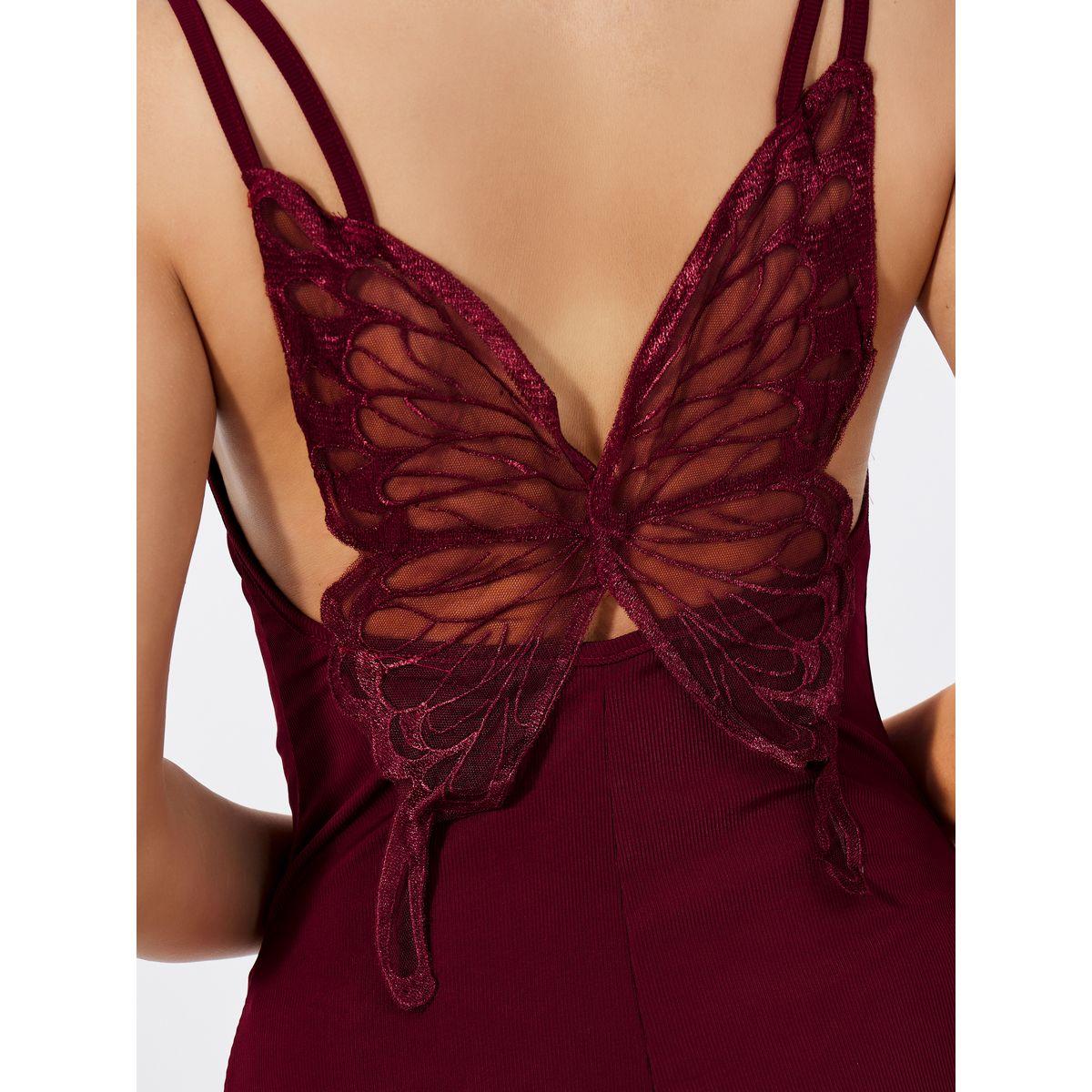 Styli Unwind Lace Butterfly Back Detail Ribbed Slip Dress-women-clothing-nightwear-nighties-image-5
