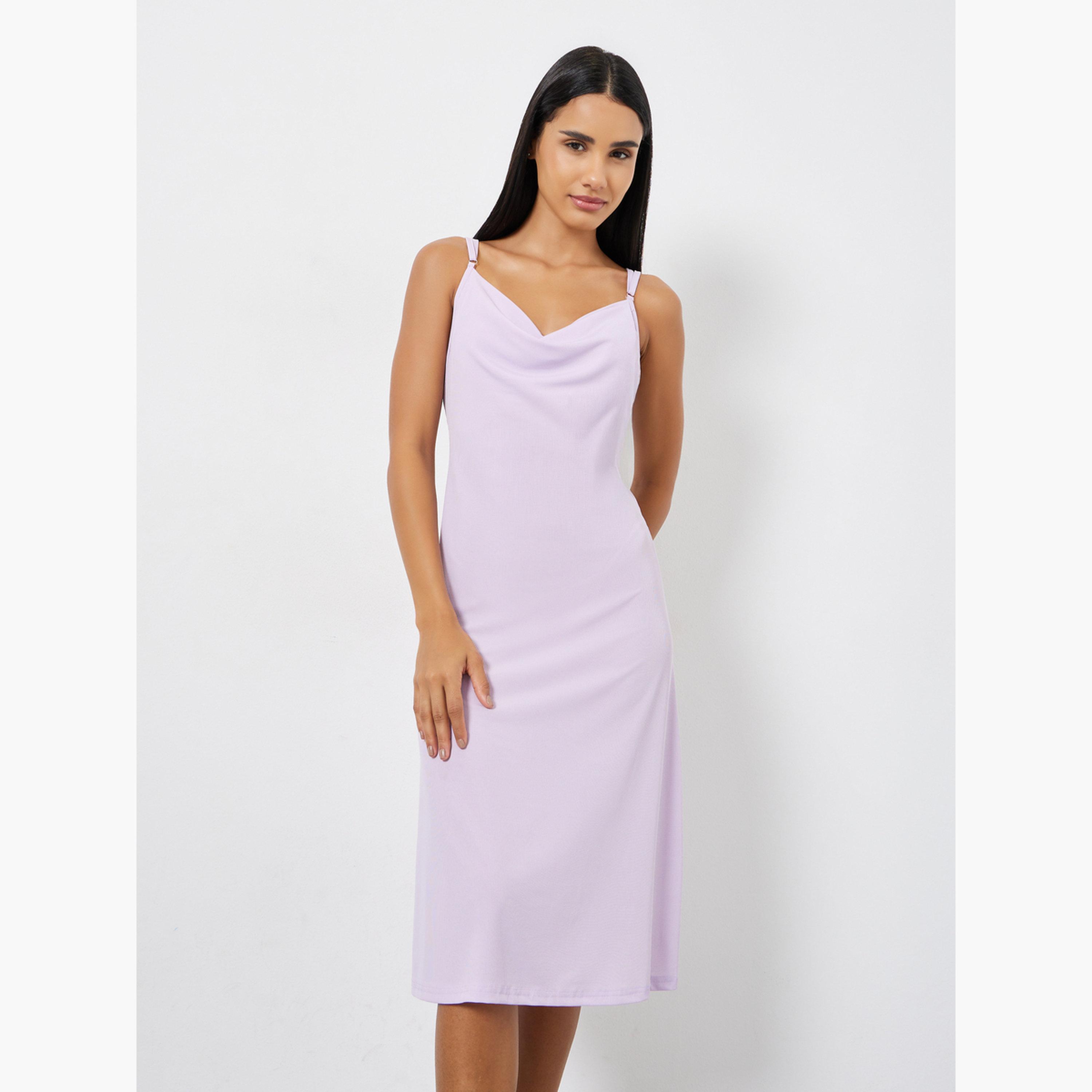 Styli Lace Butterfly Back Detail Ribbed Slip Dress-women-clothing-nightwear-nighties-image-2