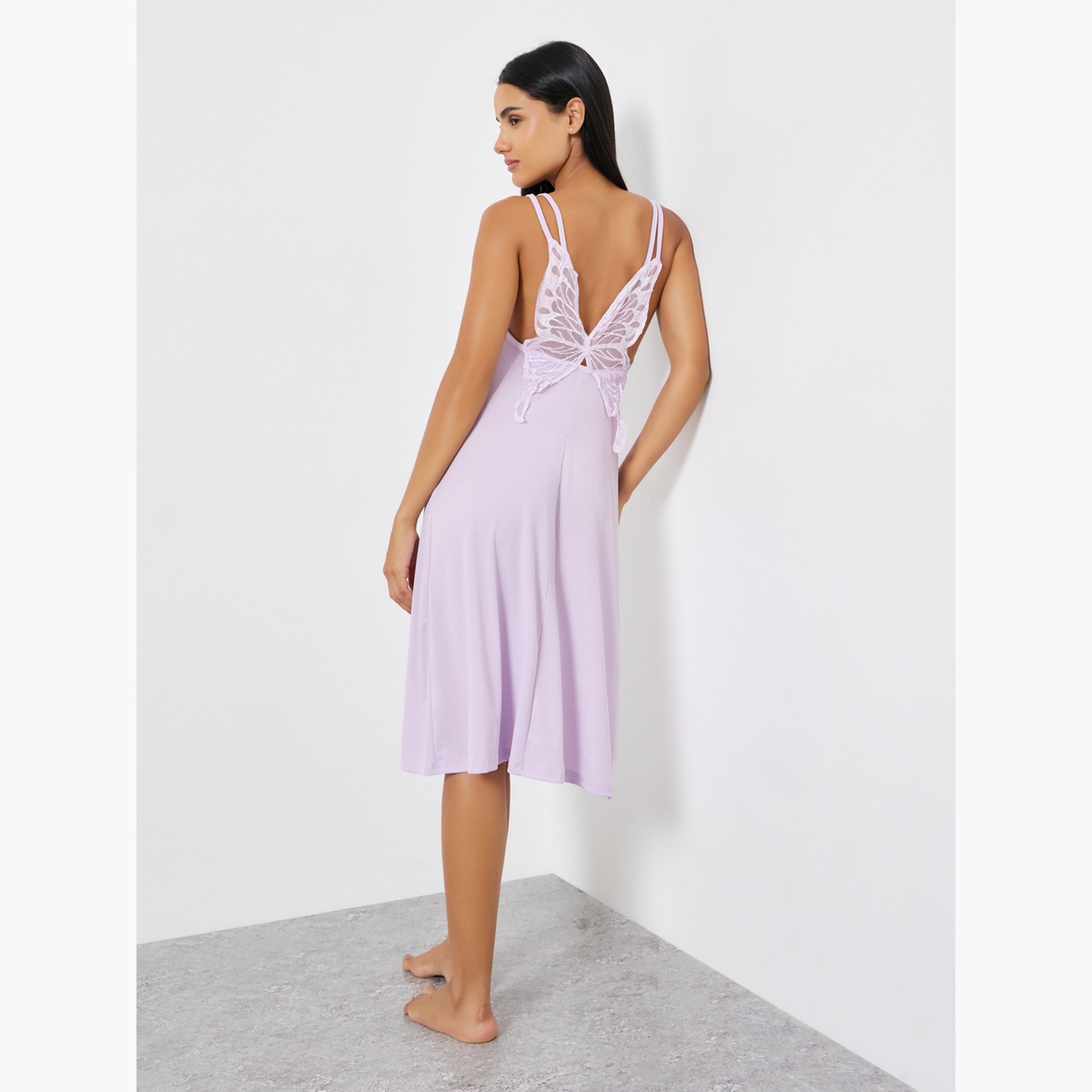 فستان سليب مضلع بتفاصيل دانتيل من الخلف-women-clothing-nightwear-nighties-image-5